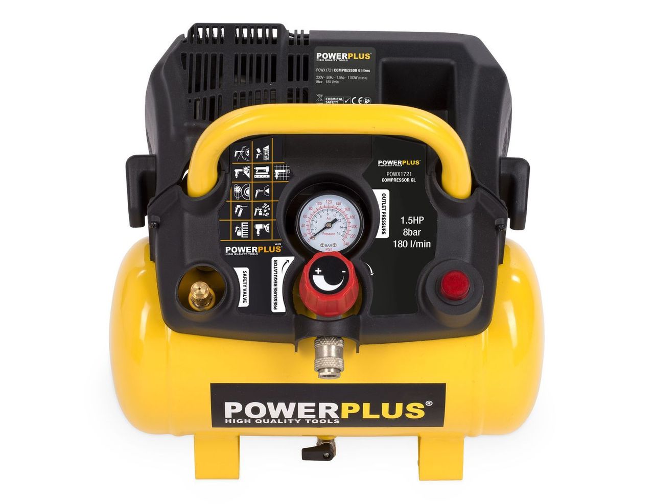 Powerplus Kompressor 1100w 6l kein Öl 1,5pk
