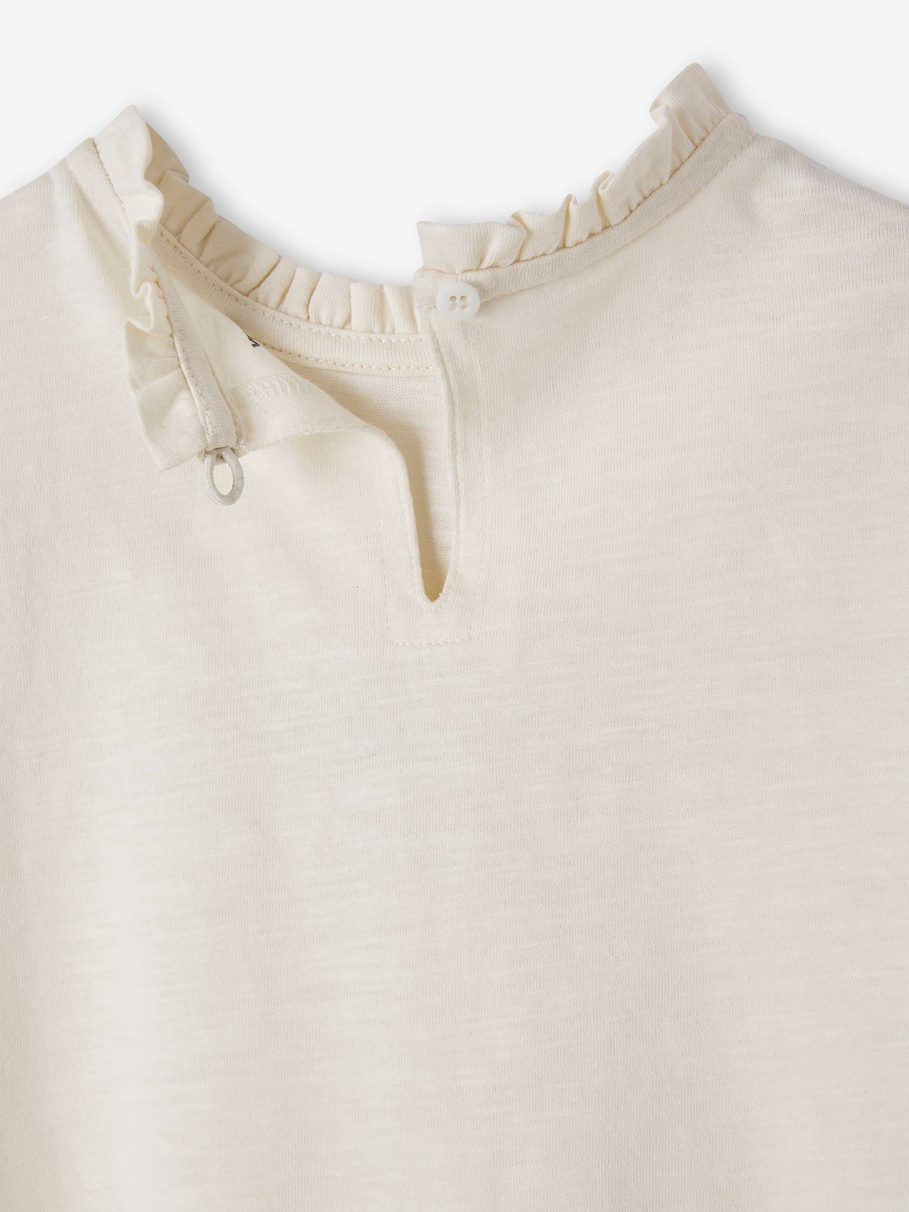 Vertbaudet Mädchen T-Shirt mit Leopardenmotiv Oeko-Tex - vanille