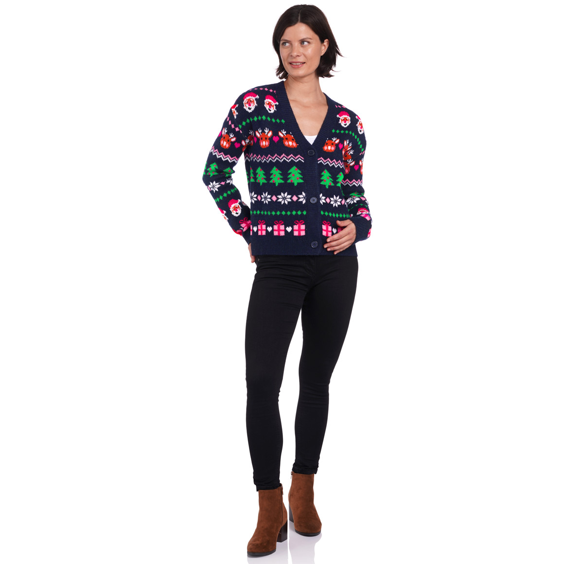 Damen Weihnachtsstrickjacke gemustert