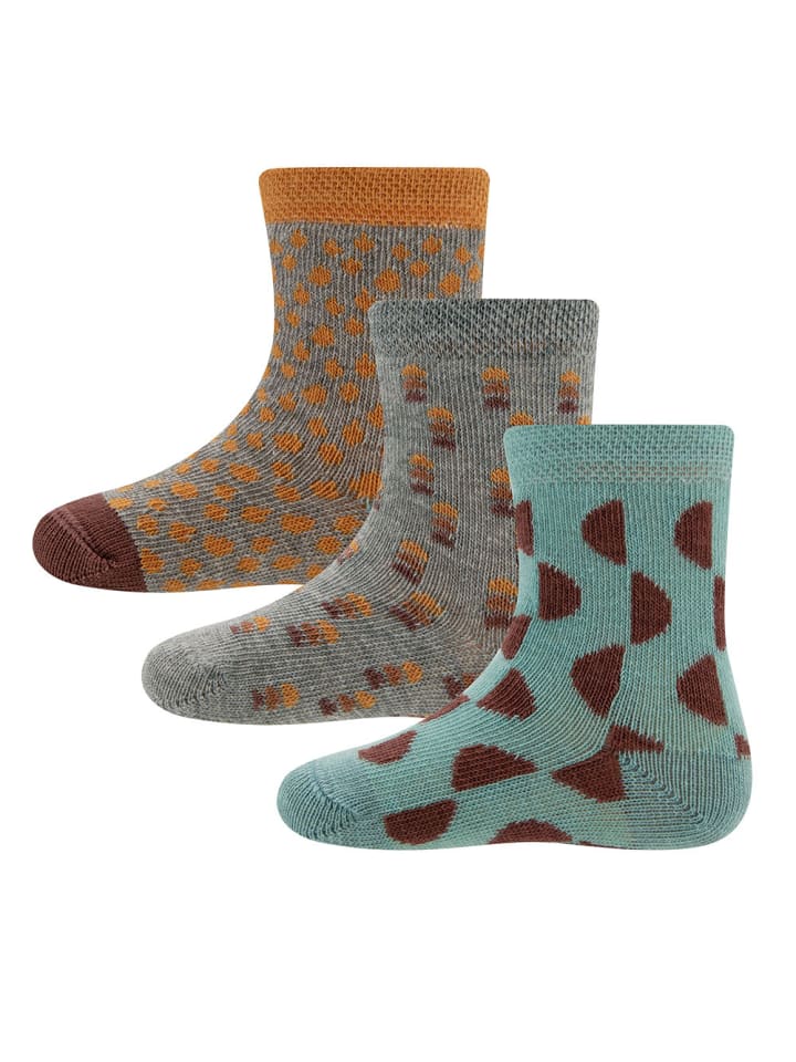 ewers 3er-Set Socken 3er Pack Graphik in staubblau-grau mel. günstig kaufen