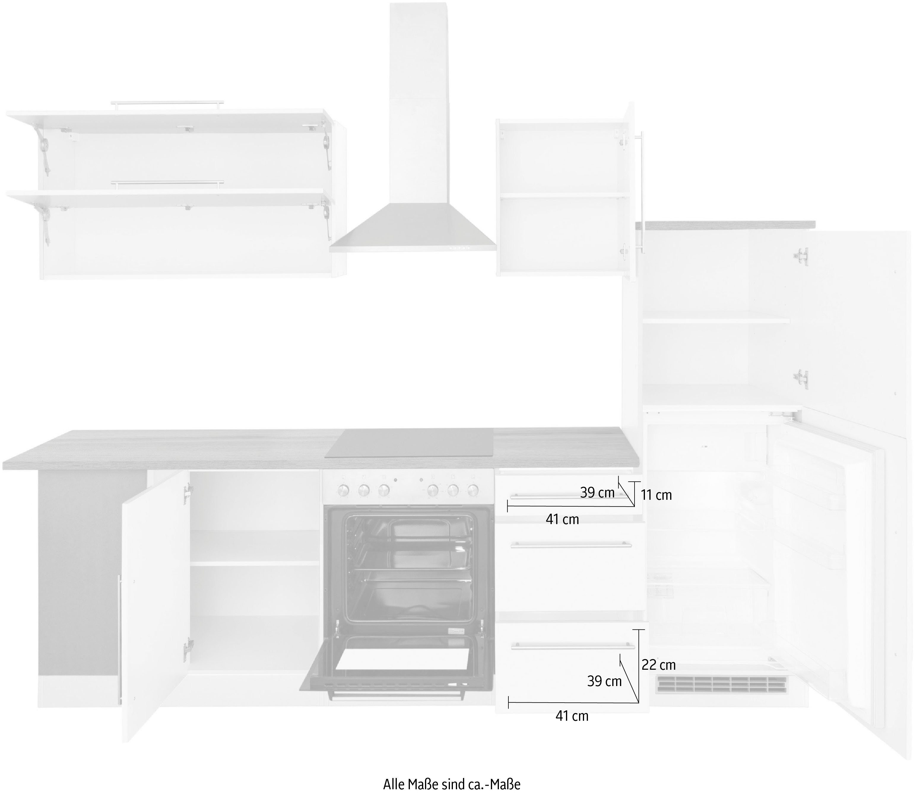 HELD MÖBEL Winkelküche Samos, ohne E-Geräte, Stellbreite 280/220 cm