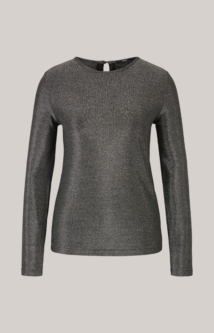 Lurex-Blusenshirt in Grau-Glitzer