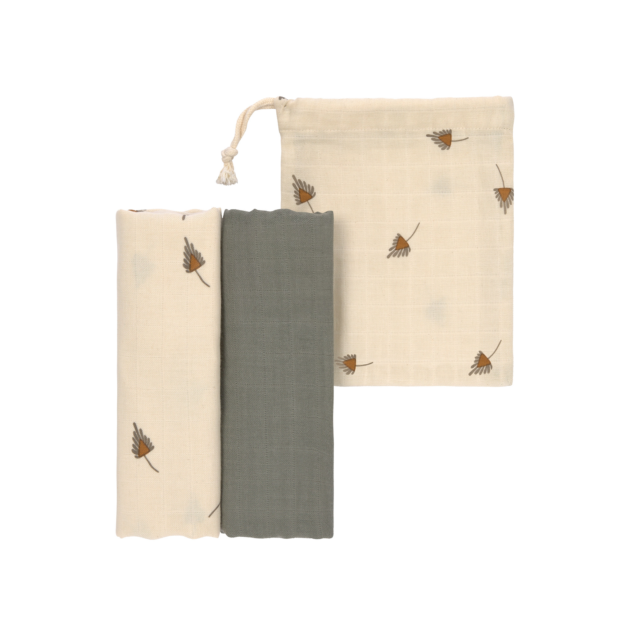 Mulltücher 2er Set L - Taupe, Grau