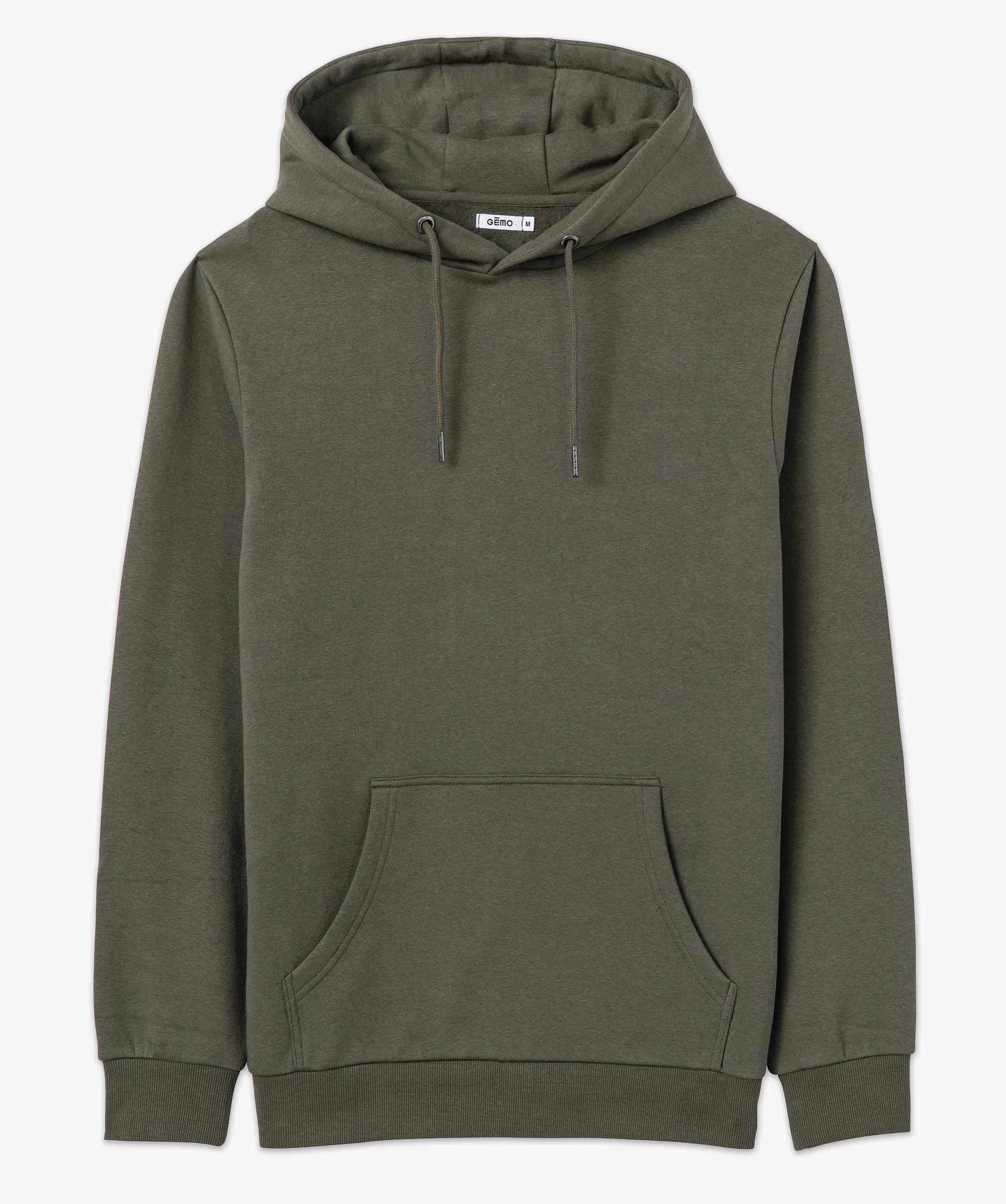 Sweat homme molletonné à capuche kaki | GEMO
