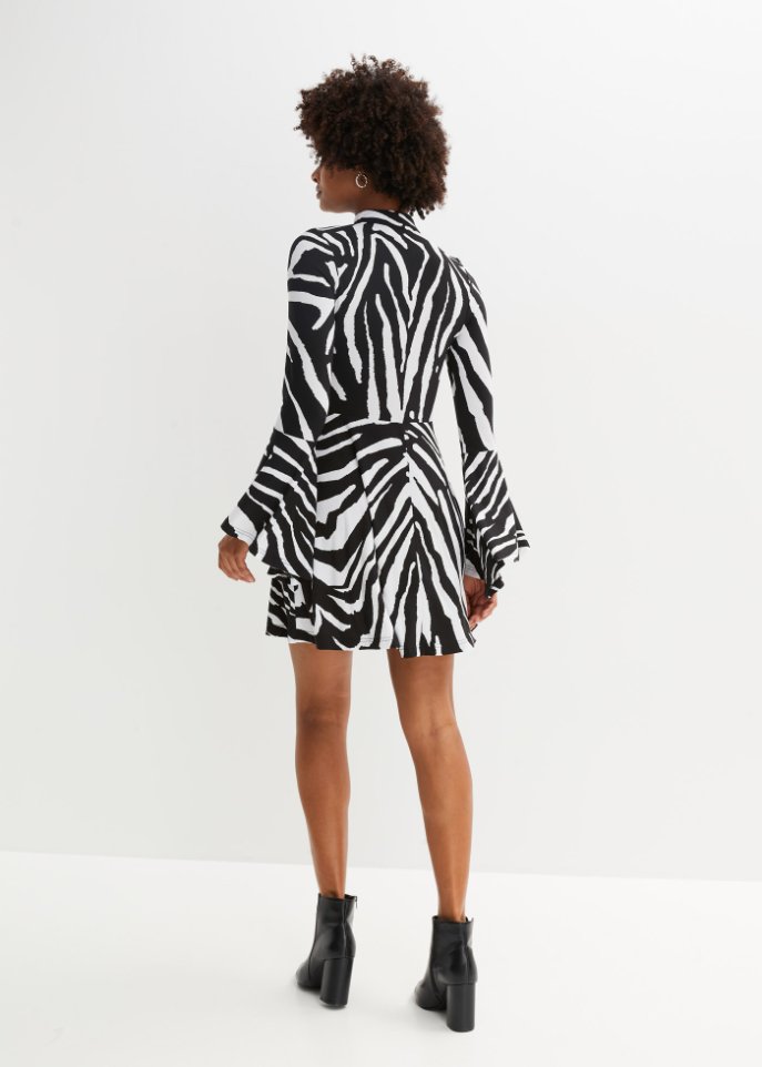 Jerseykleid mit Trompeten-Ärmel