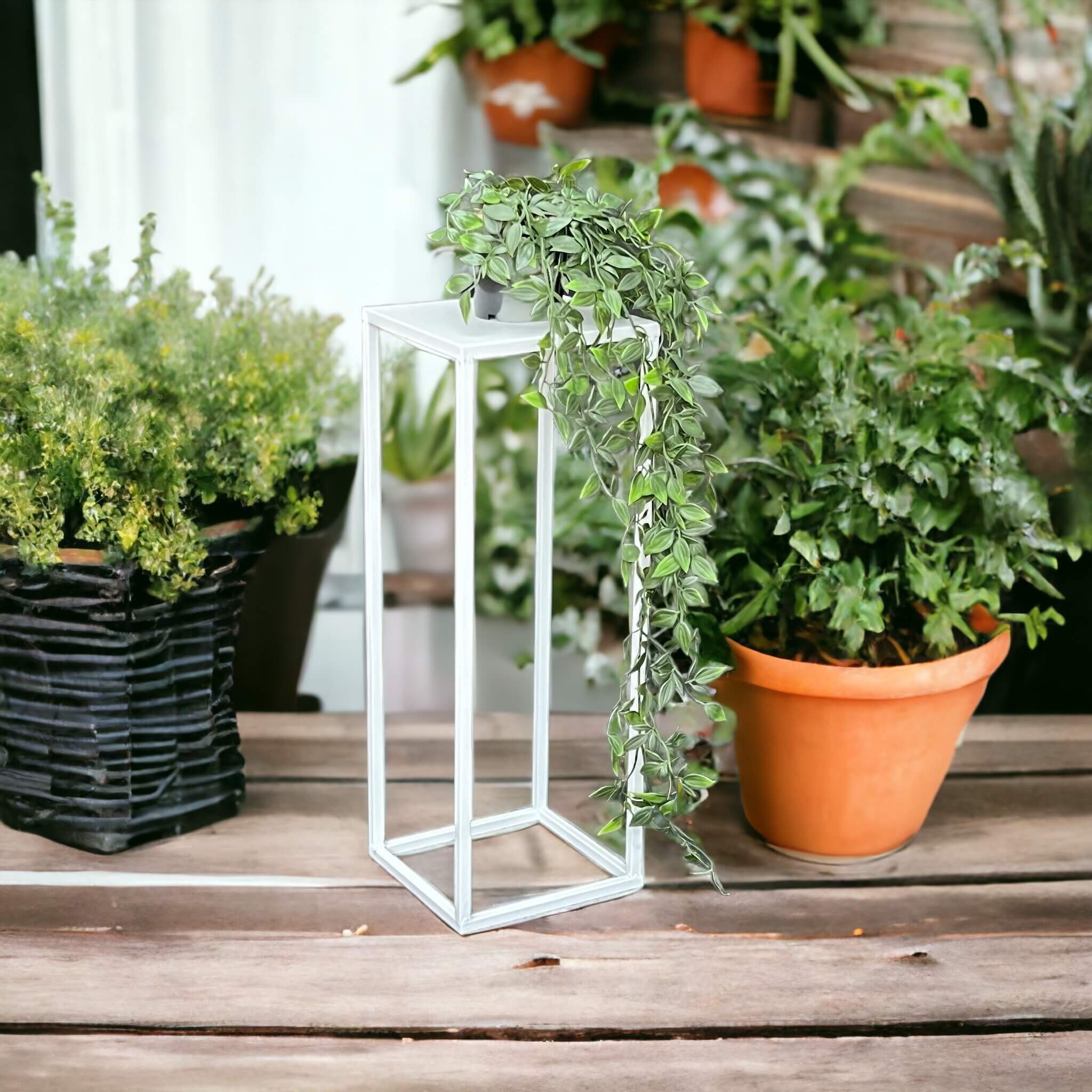 DanDiBo Blumenhocker DanDiBo Blumenhocker Metall Weiß Eckig 50 - 70 cm Blumenständer