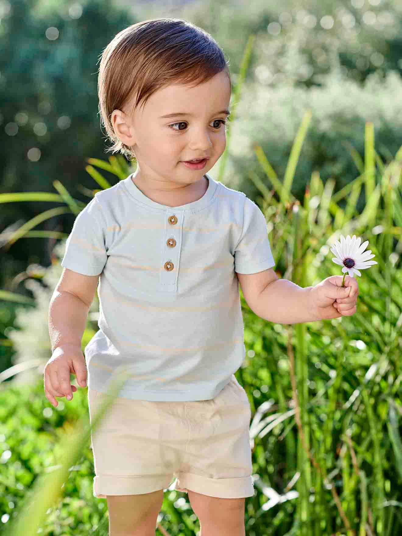 Vertbaudet Baby-Set: T-Shirt & Shorts - himmelblau