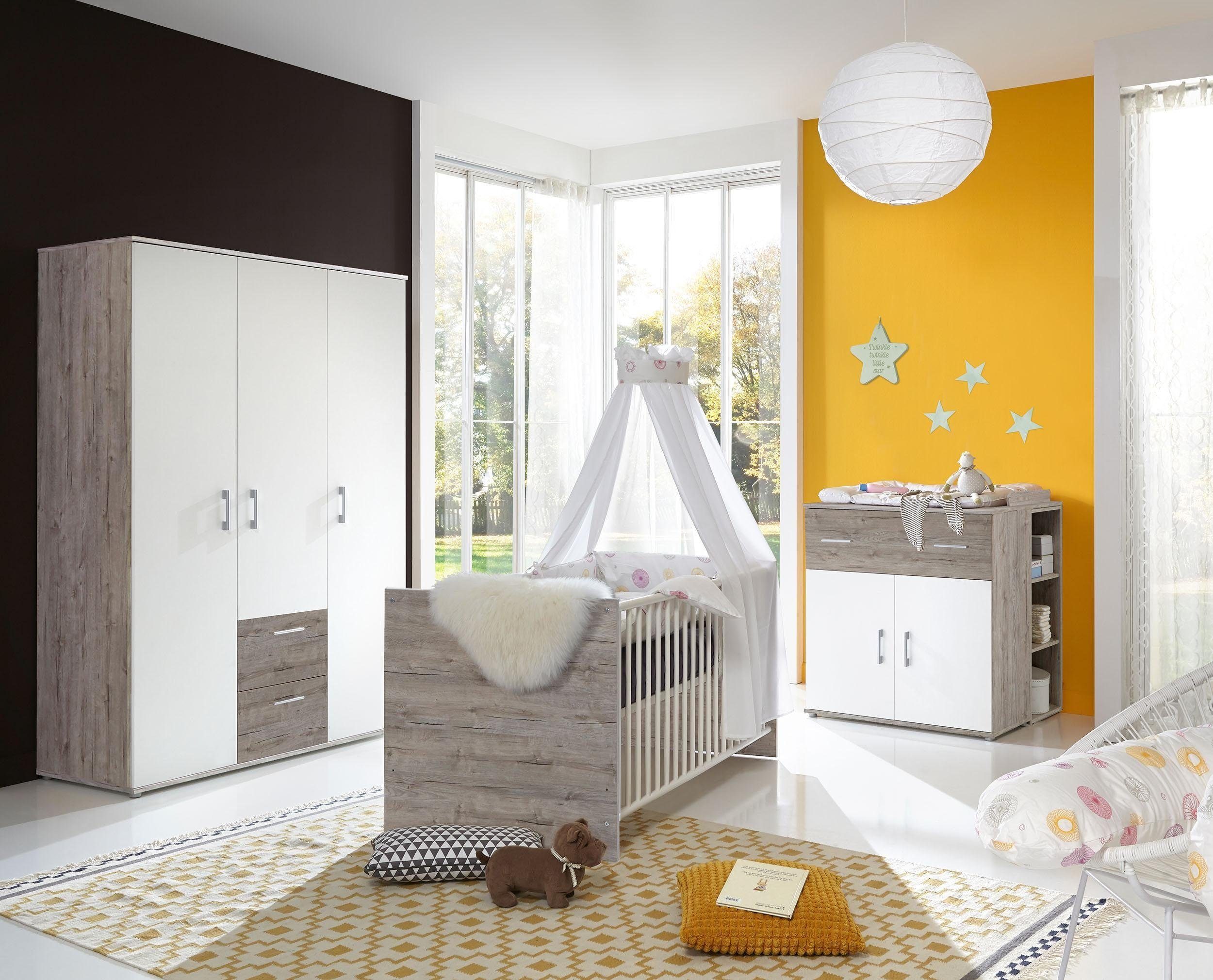 arthur berndt Babyzimmer-Komplettset Franzi, (Set, 4-St., Kinderbett, Regal, Schrank, Wickelkommode), Made in Germany; mit Kinderbett, Regal, Schrank und Wickelkommode