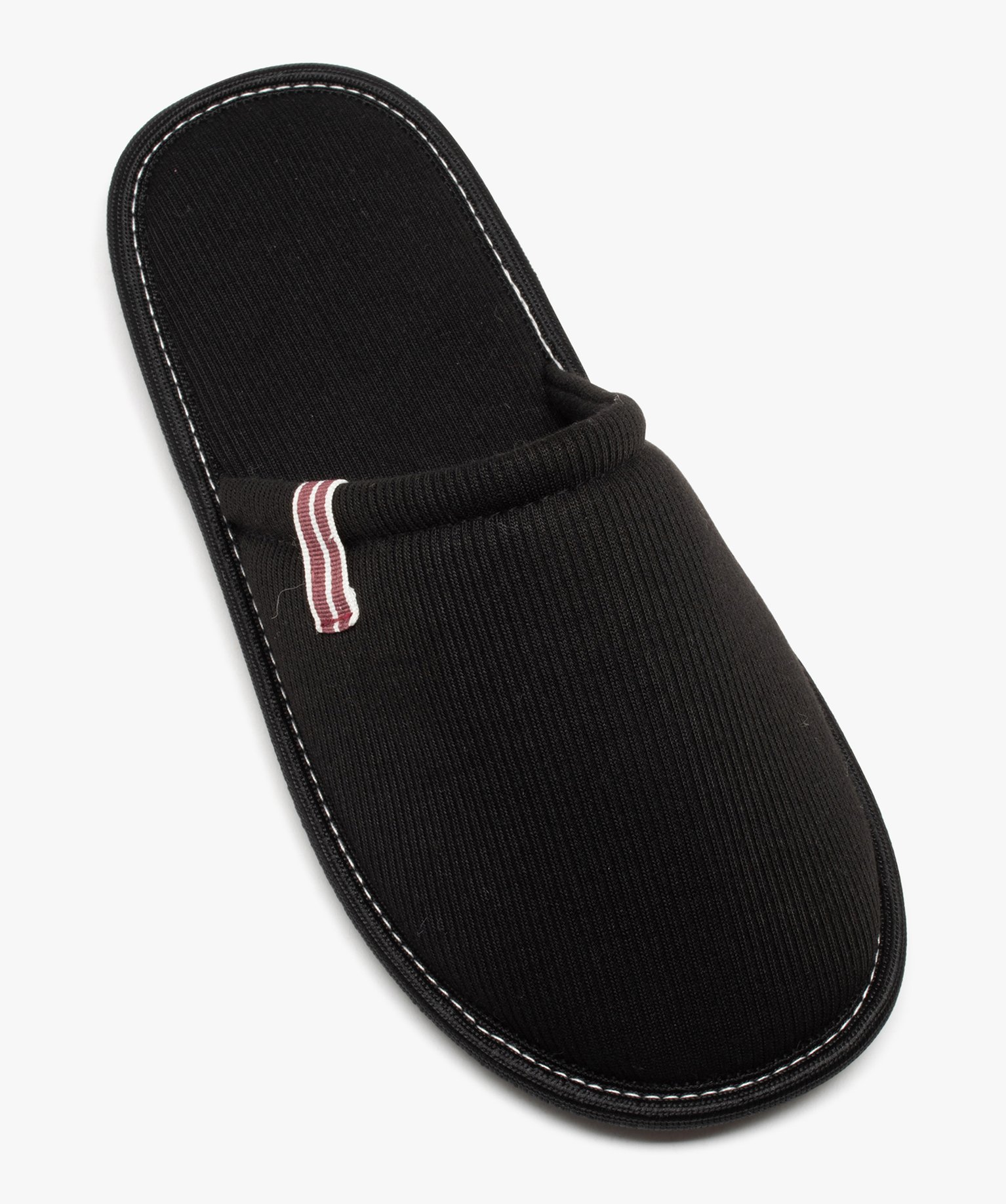 Chaussons homme mules confort unies en tissu ctelé noir | GEMO