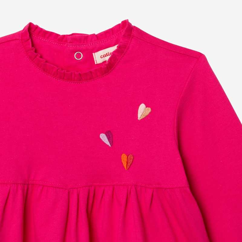 T-shirt bébé fille coeurs rose en coton recyclé Catimini