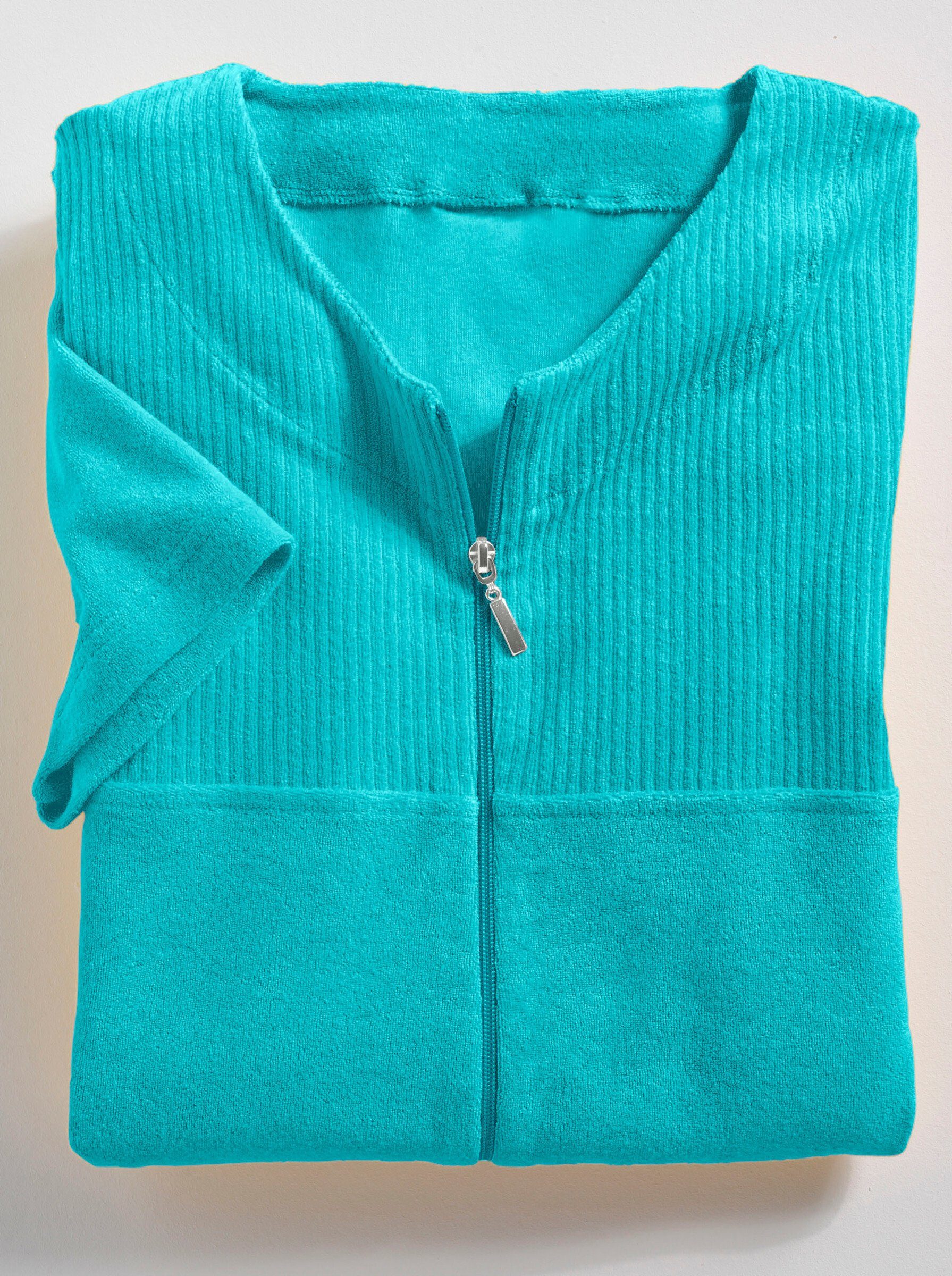 Wewo fashion Damenbademantel, Länge ca. 100 cm, Baumwolle, Reißverschluss