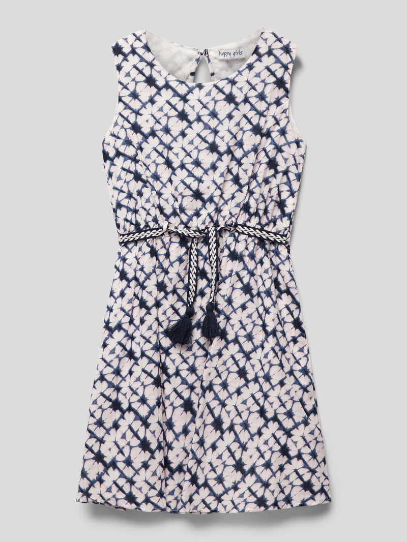Kleid mit Allover-Muster in marineblau