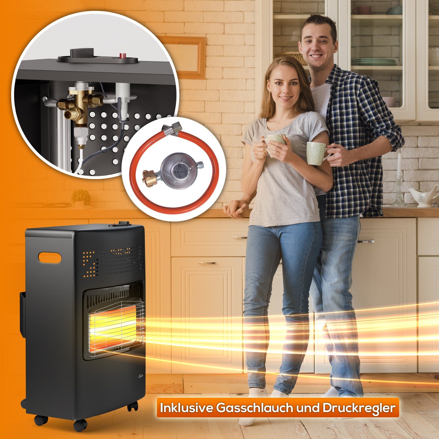 TroniTechnik Heizgerät Infrarot- Heizgerät HB-015 Gasheizer,Piezo-Zündung,4200 Watt,I3B/P(50), 4200 W, Überhitzungsschutz, drei Leistungsstufen:1500/2800/4200 Watt Edelstahl