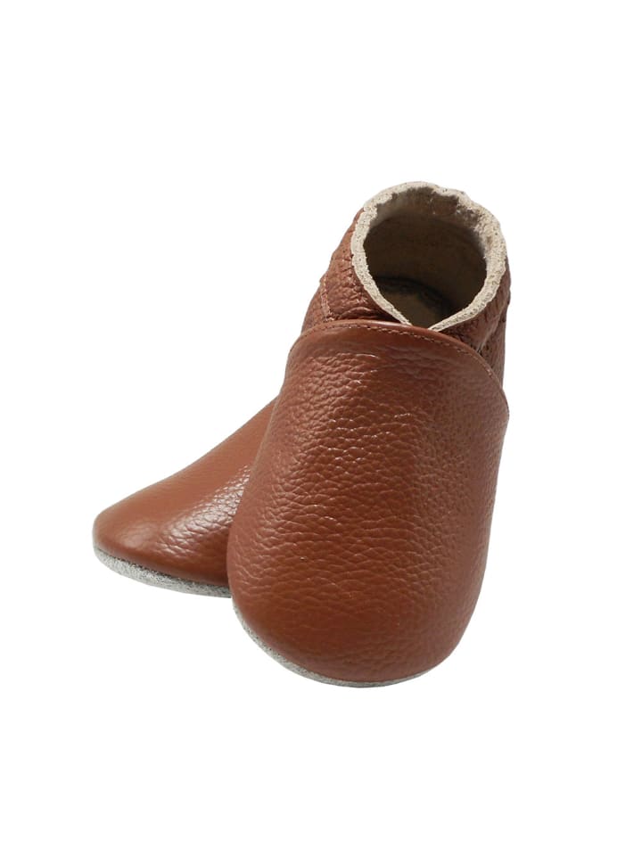 Yalion Leder-Krabbelschuhe in Dunkelbraun günstig kaufen