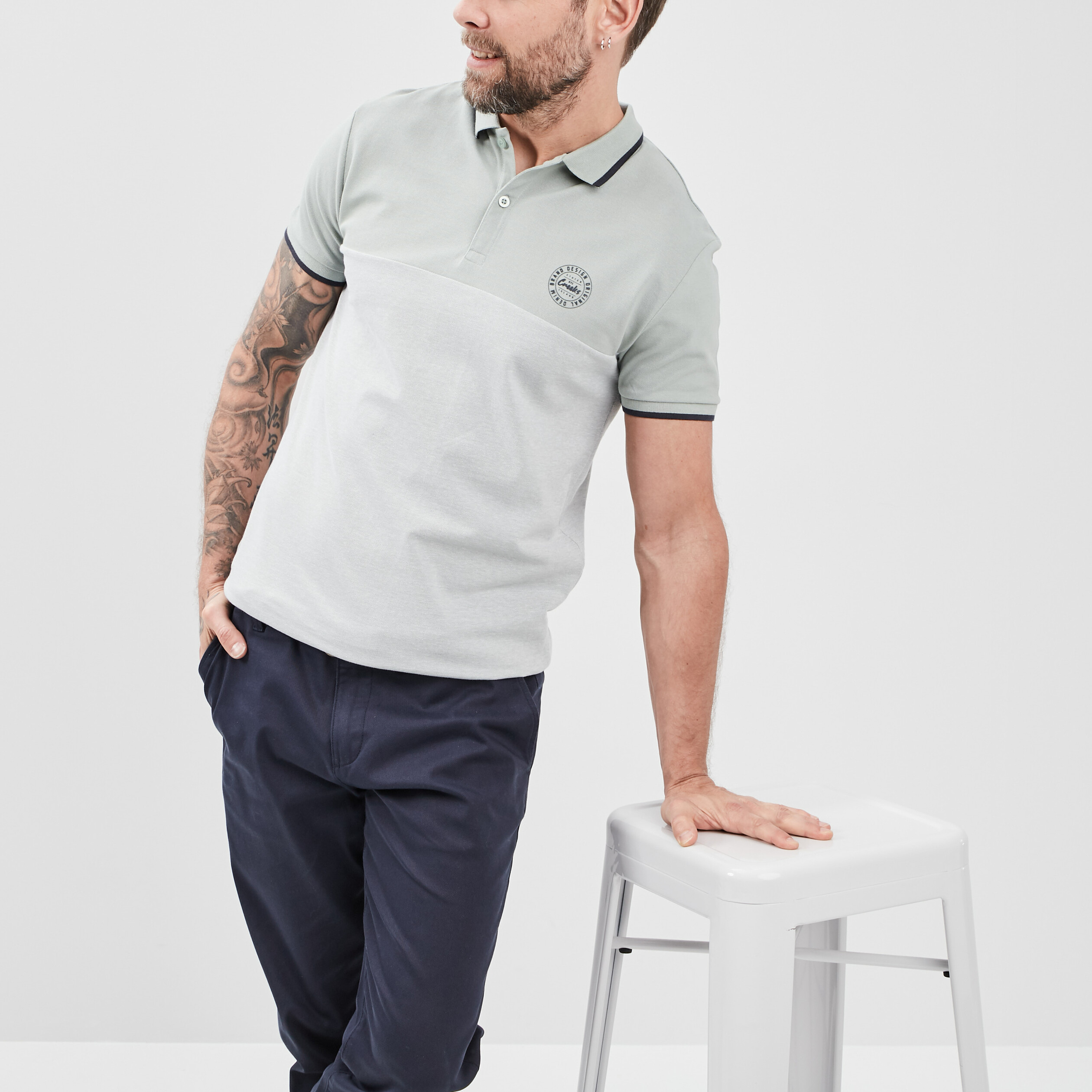 Polo manches courtes coton Creeks vert clair homme | La Halle