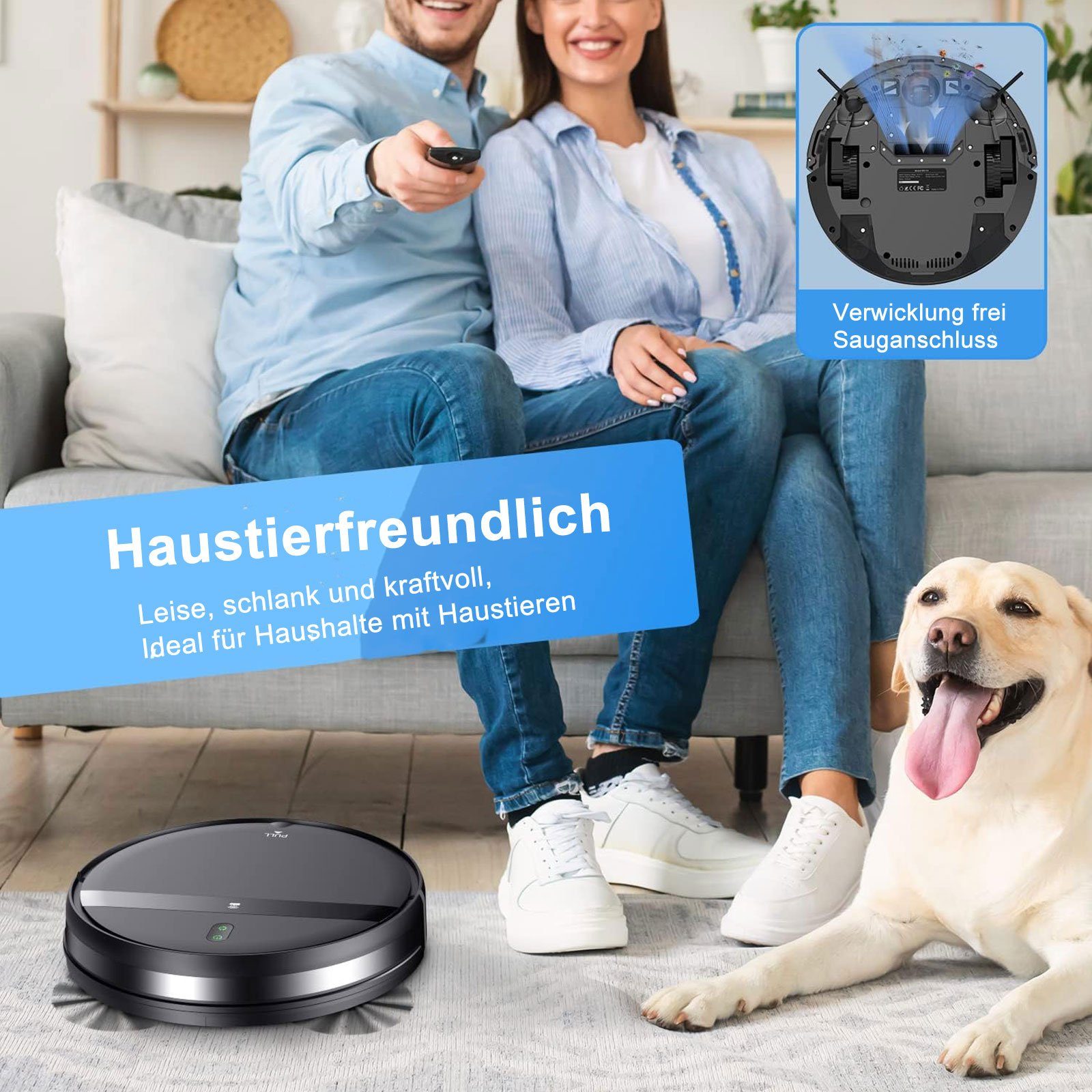 REDOM Nass-Trocken-Saugroboter Staubsauger Roboter Saugroboter Roboterstaubsauger 2in1 Selbstaufladen, Starke 1400 Pa mit Wischfunktion WLAN für Tierhaare Teppich Hartboden