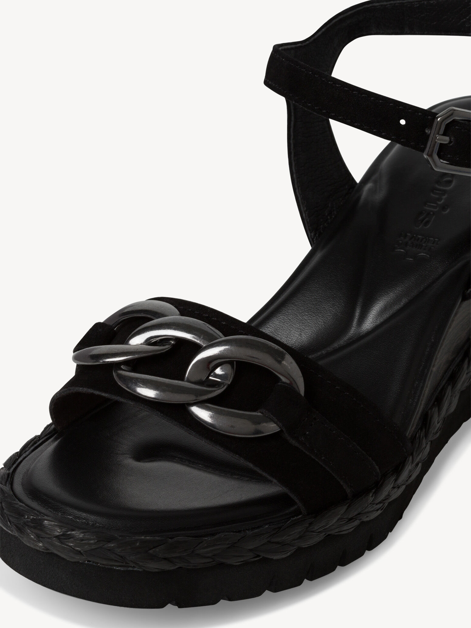 Sandale à talon en cuir - noir