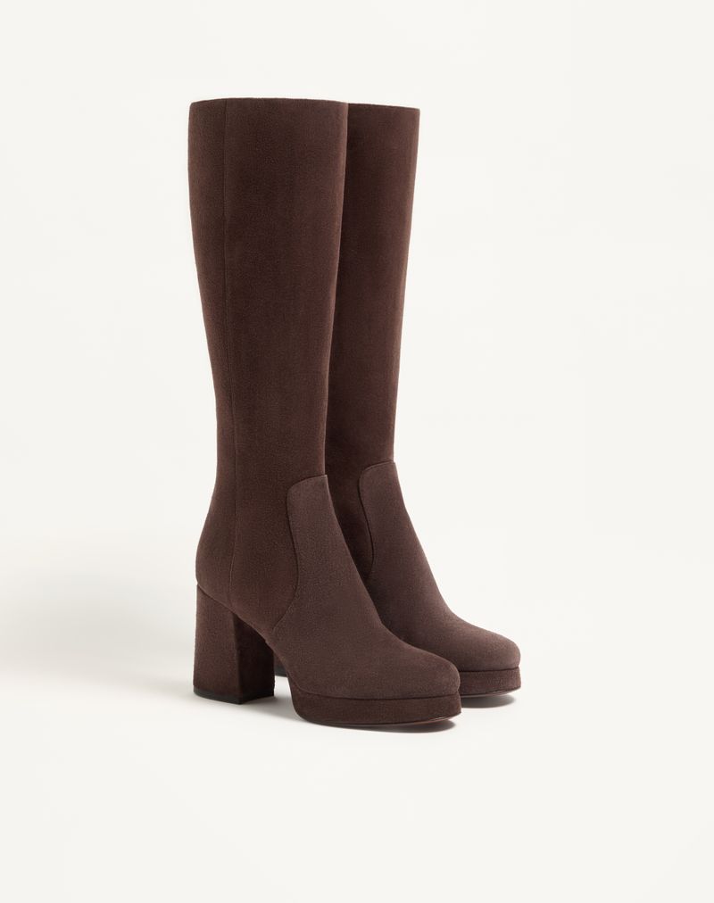 Bota plataforma Fawcette de 90 mm em couro dividido