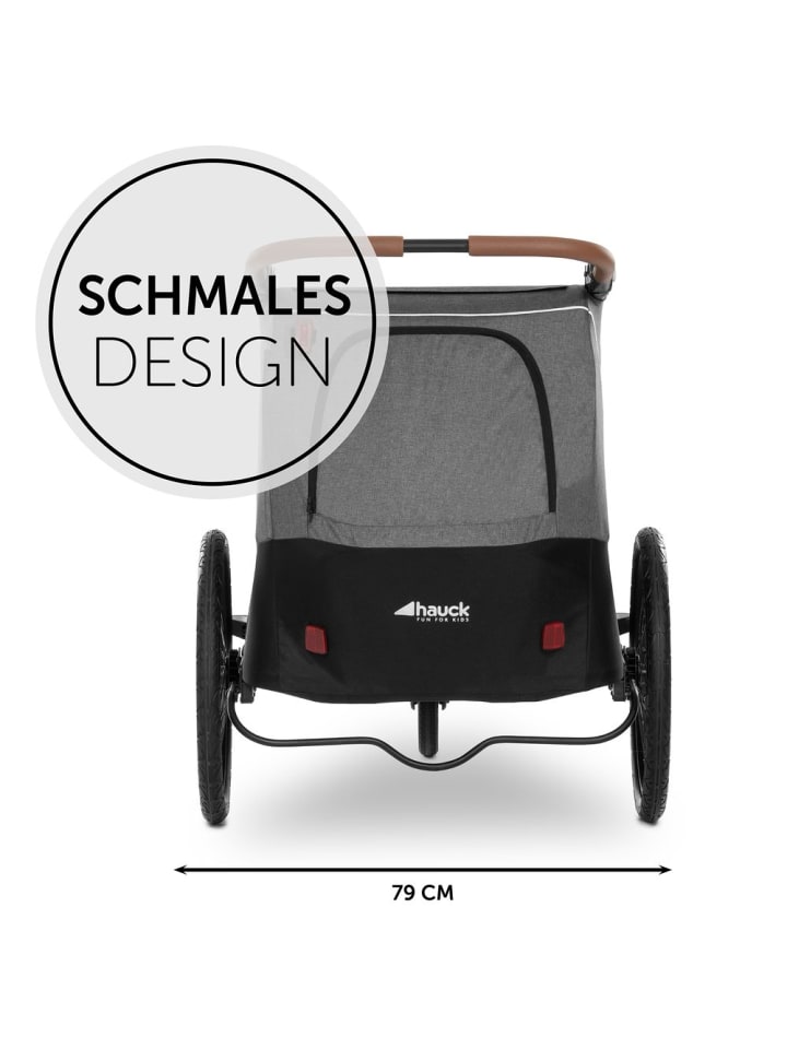Hauck 2in1 Fahrradanhänger Dryk Duo für 2 Kinder (bis 44 in grau,schwarz günstig kaufen onesize