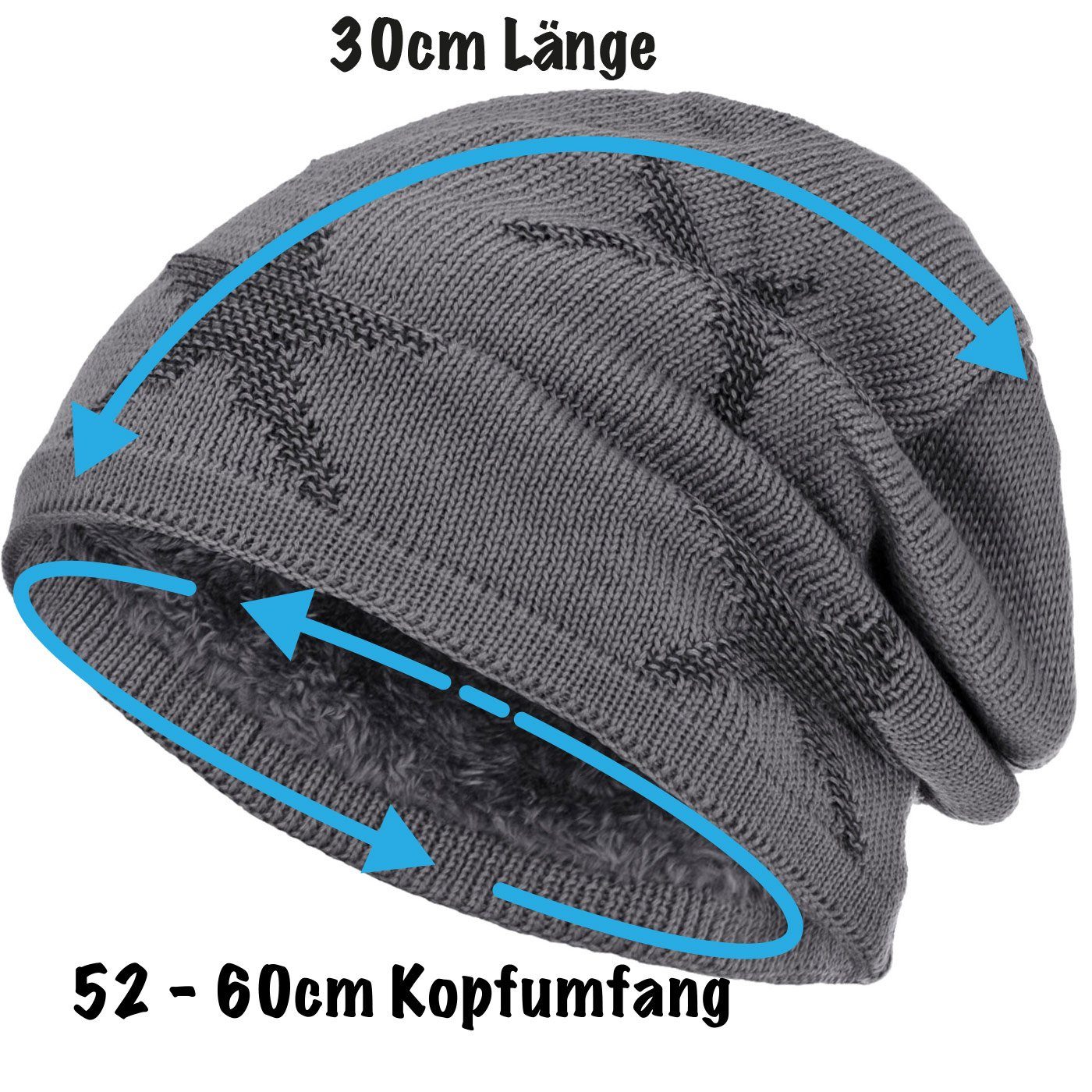 compagno Strickmütze (1-St) Warm gefütterte Wintermütze Strickmütze Beanie Damen und Herren