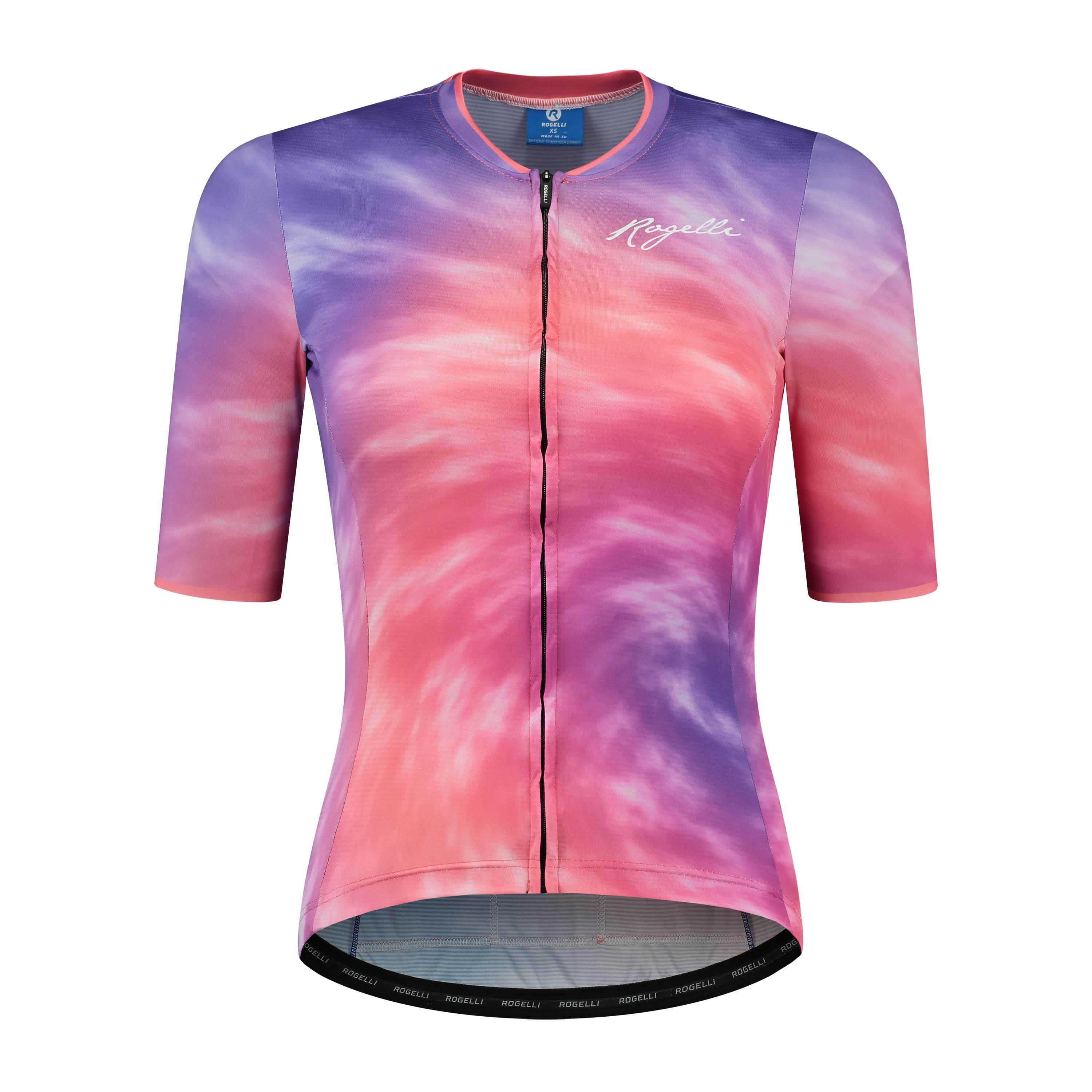 Rogelli Tie Dye Lila/Koralle Damen Radtrikot Kurzarm