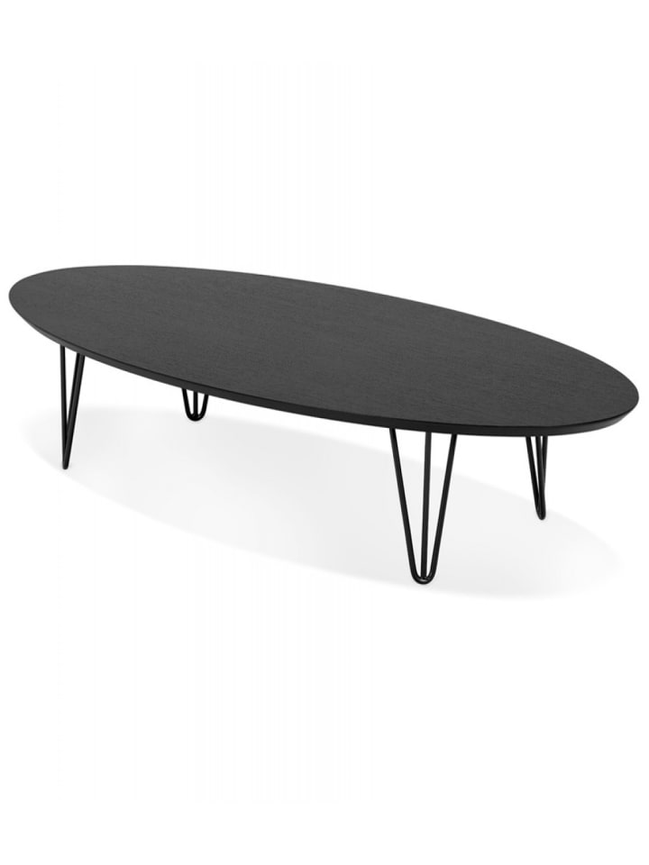 KADIMA DESIGN Salon Couchtisch Oval Esche Schwarz Metall | Modern Elegant in Schwarz günstig kaufen onesize