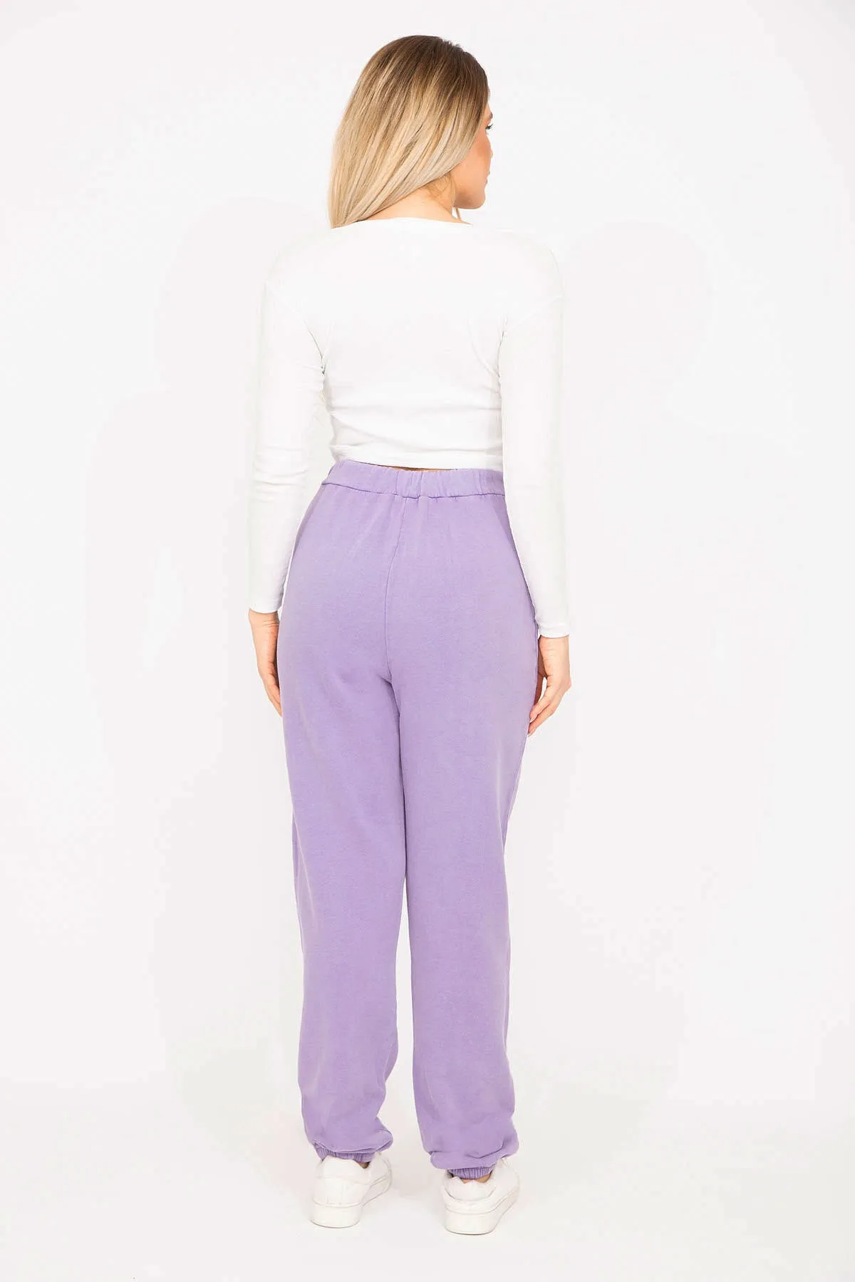 Şans  Damen-Trainingshose, große Größe, Lila, 3-fädiger Stoff, Körbchennaht, 65n35279