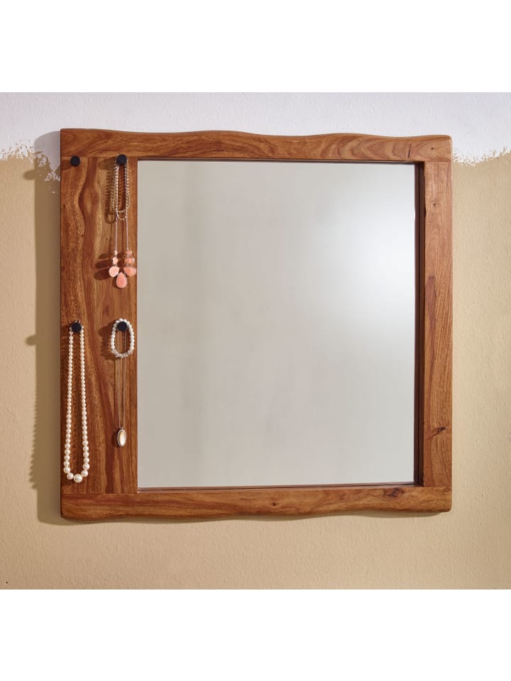 KADIMA DESIGN Wandspiegel Massivholz 80x80x3 cm Design Flurspiegel günstig kaufen onesize