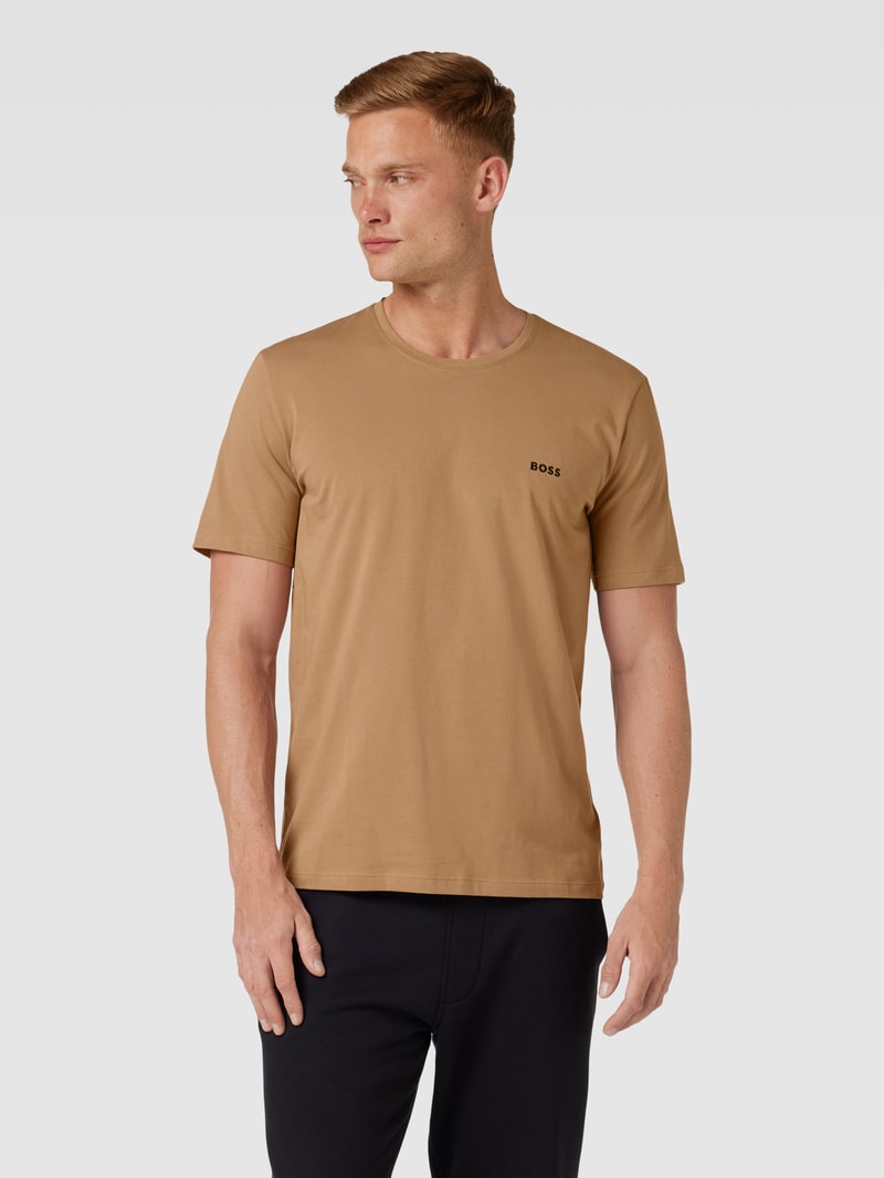 T-Shirt mit Logo-Stitching Modell 'MIX&MATCH' in beige