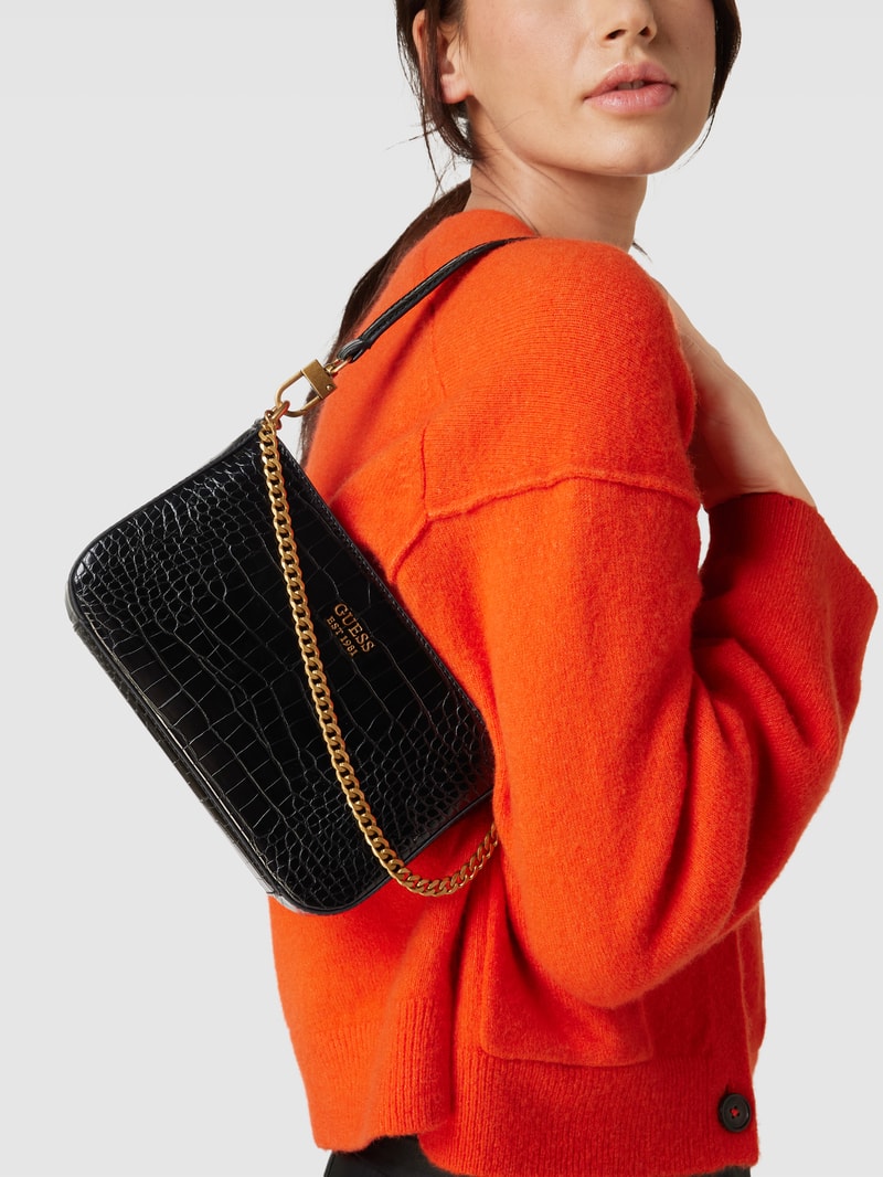 Handtasche mit Label-Applikation Modell 'KATEY' in schwarz
