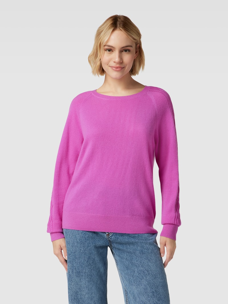 Kaschmirpullover mit Stickerei in fuchsia