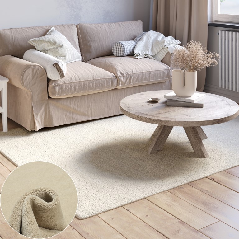 MyFlair Teppich Adelle 150 cm x 180cm, Farbe Creme, rechteck