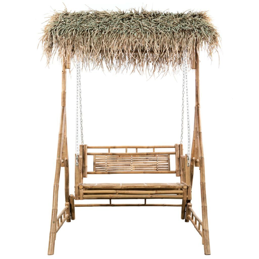 vidaXL Hollywoodschaukel Hollywoodschaukel mit Palmblättern und Kissen 202 cm Bambus, 1 tlg.