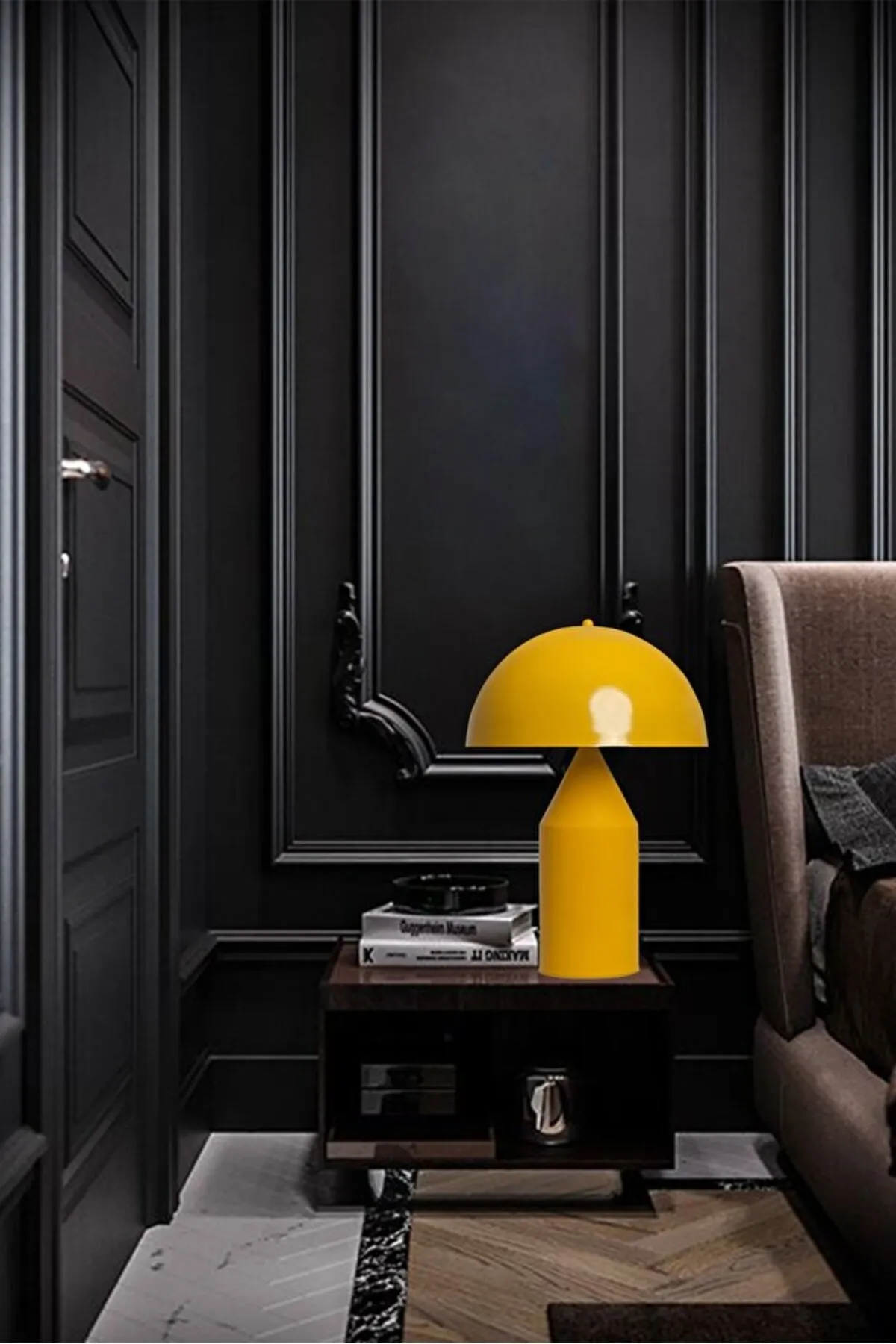 Bamyum  Lipeo Tischlampe Gelb 30cm, Pilzlampe Metalllampe