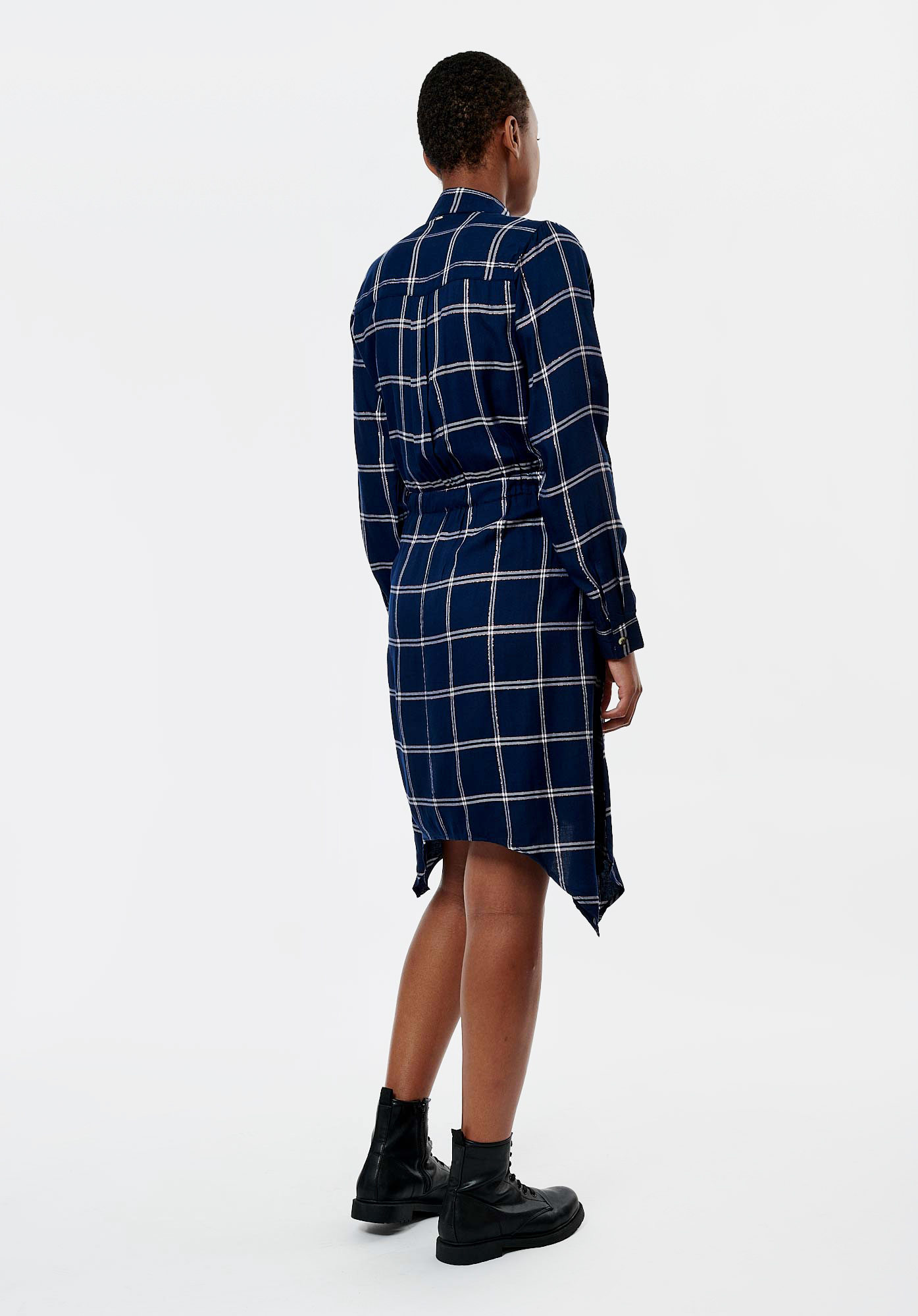BLAIR  Robe chemise à carreaux bleu marine femme