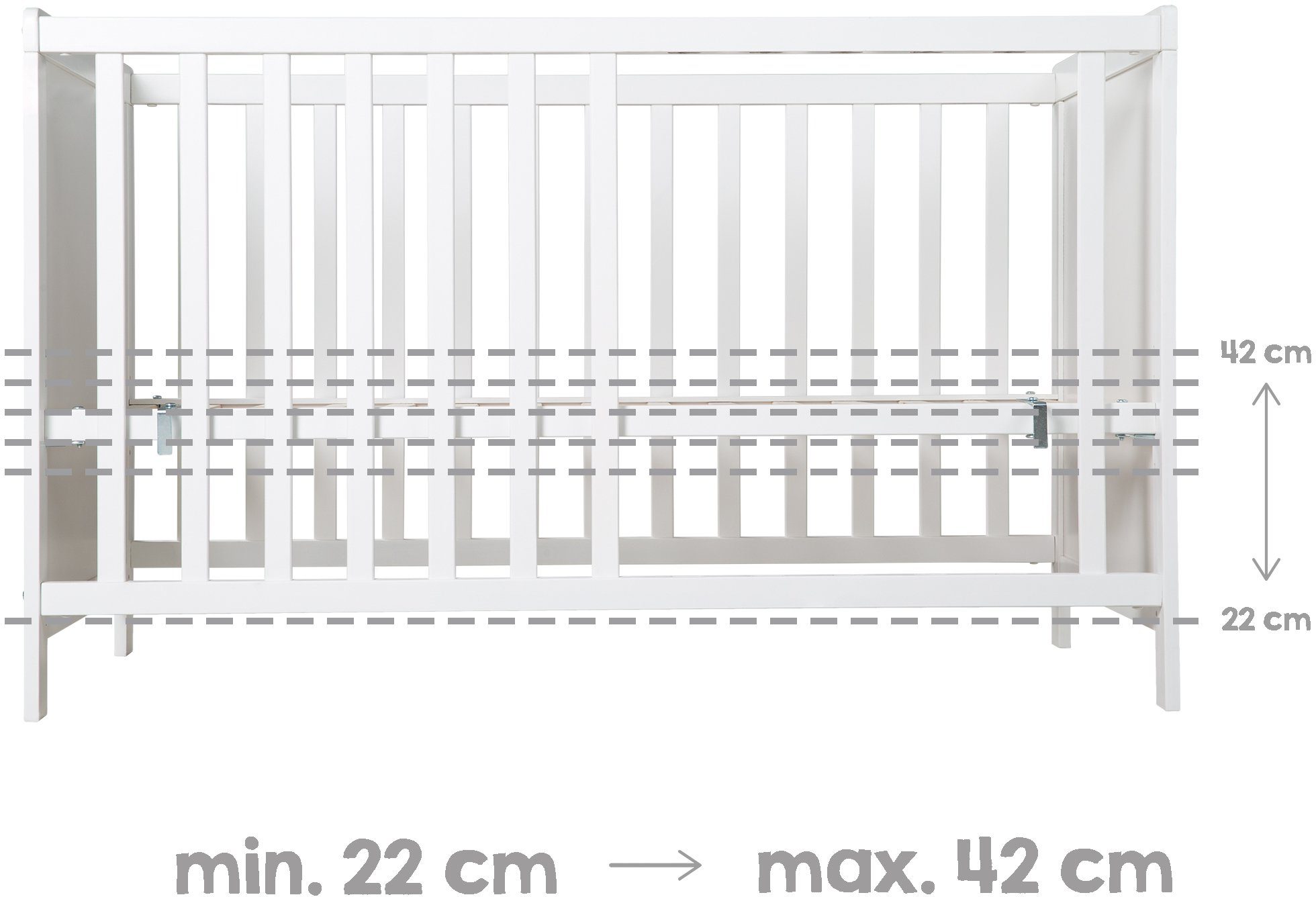 roba® Babybett Multifunktionsbett mit Beistellfunktion, 7-tlg., Lattenrost, Matratze, Nestchen, Bettverkleinerer, Himmel, Himmelstange