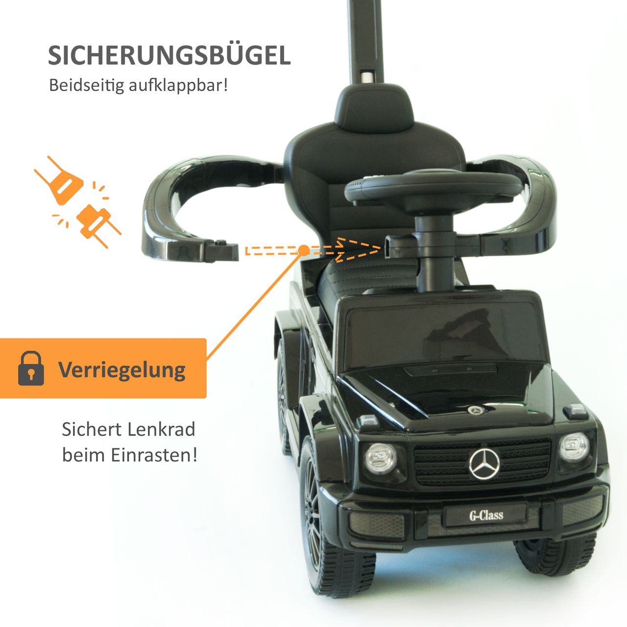 Lemodo Rutschauto mit Schiebstange Mercedes ab 1 Jahr, schwarz