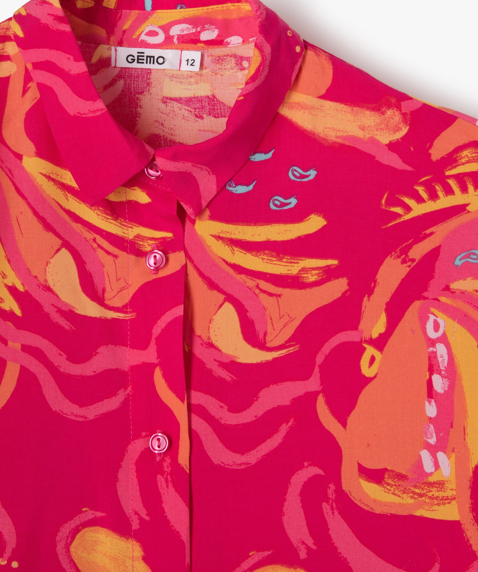 Chemise fille fluide et large à manches courtes imprime | GEMO