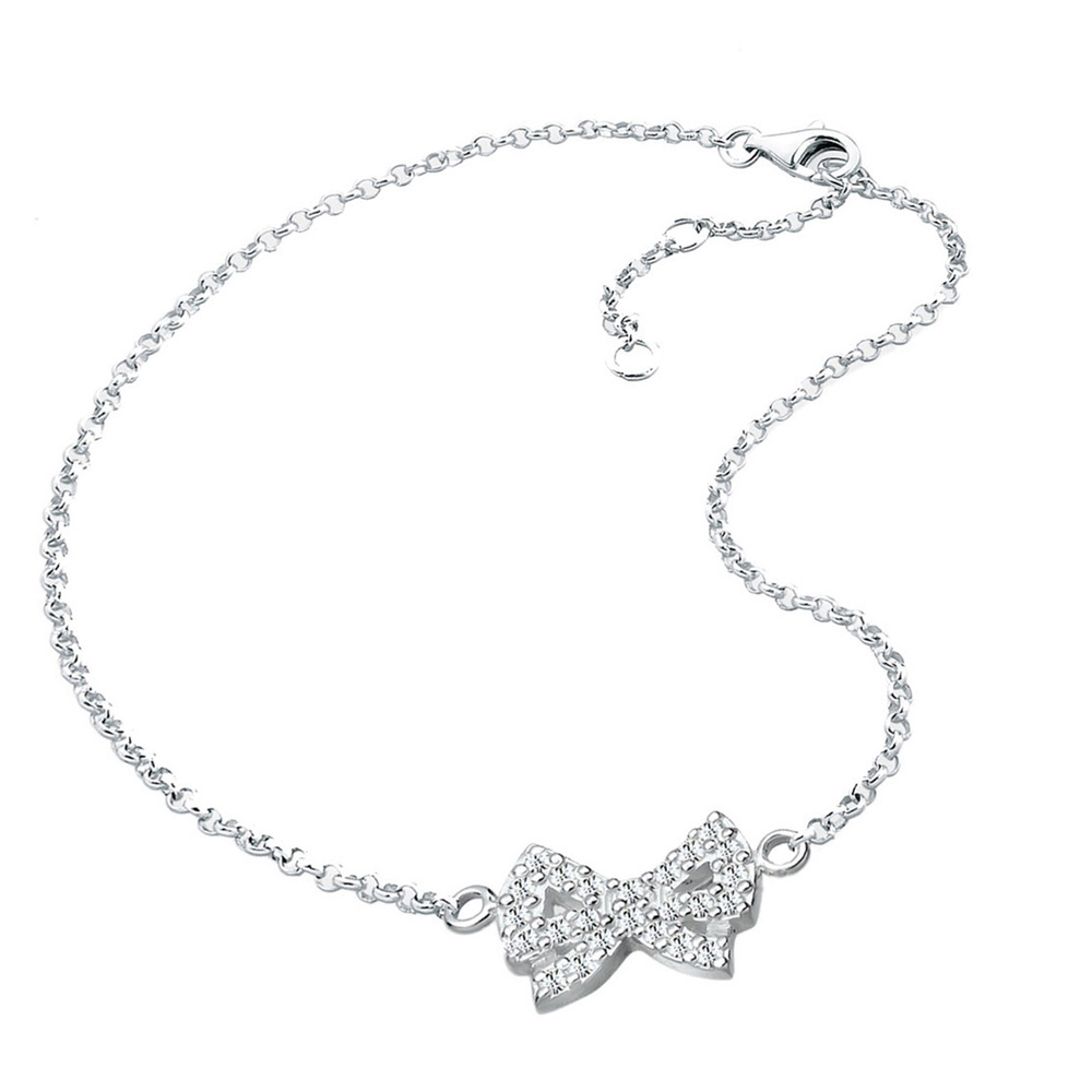 Elli Elli Bracelet de Cheville Schleife Kristalle 925 Sterling Silber Bijoux