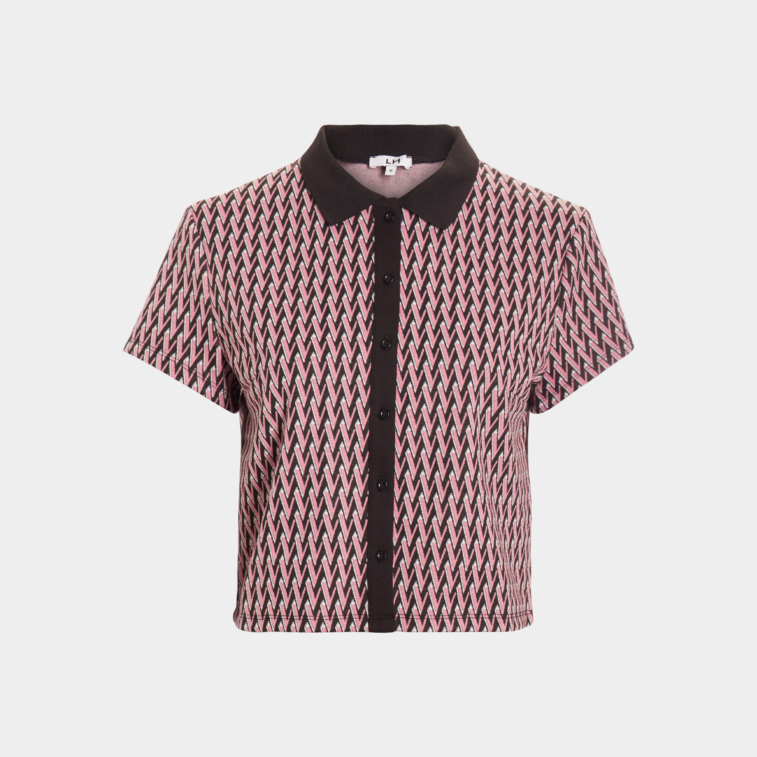 T-shirt manches courtes col polo rose femme | La Halle
