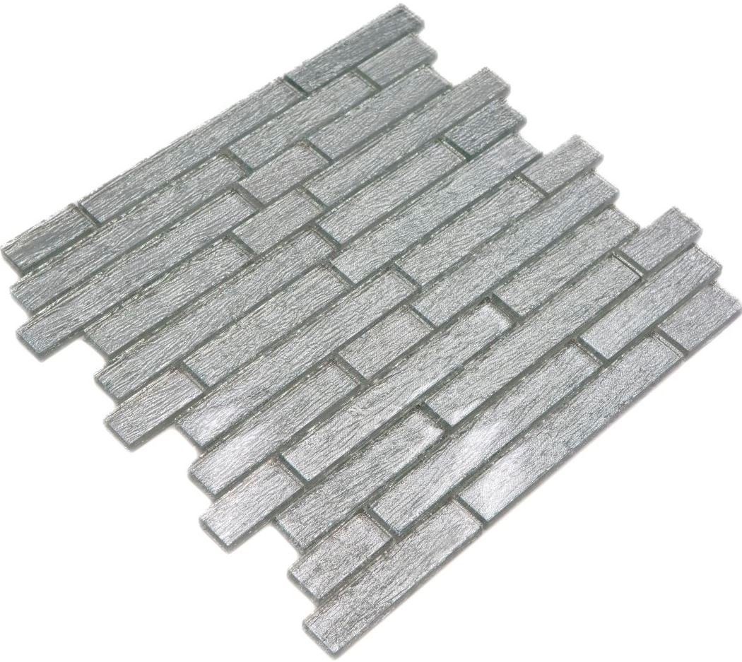 Mosani Mosaikfliesen Glasmosaik silber Mosaikfliese Fliesenspiegel Verbund Glasmosaik