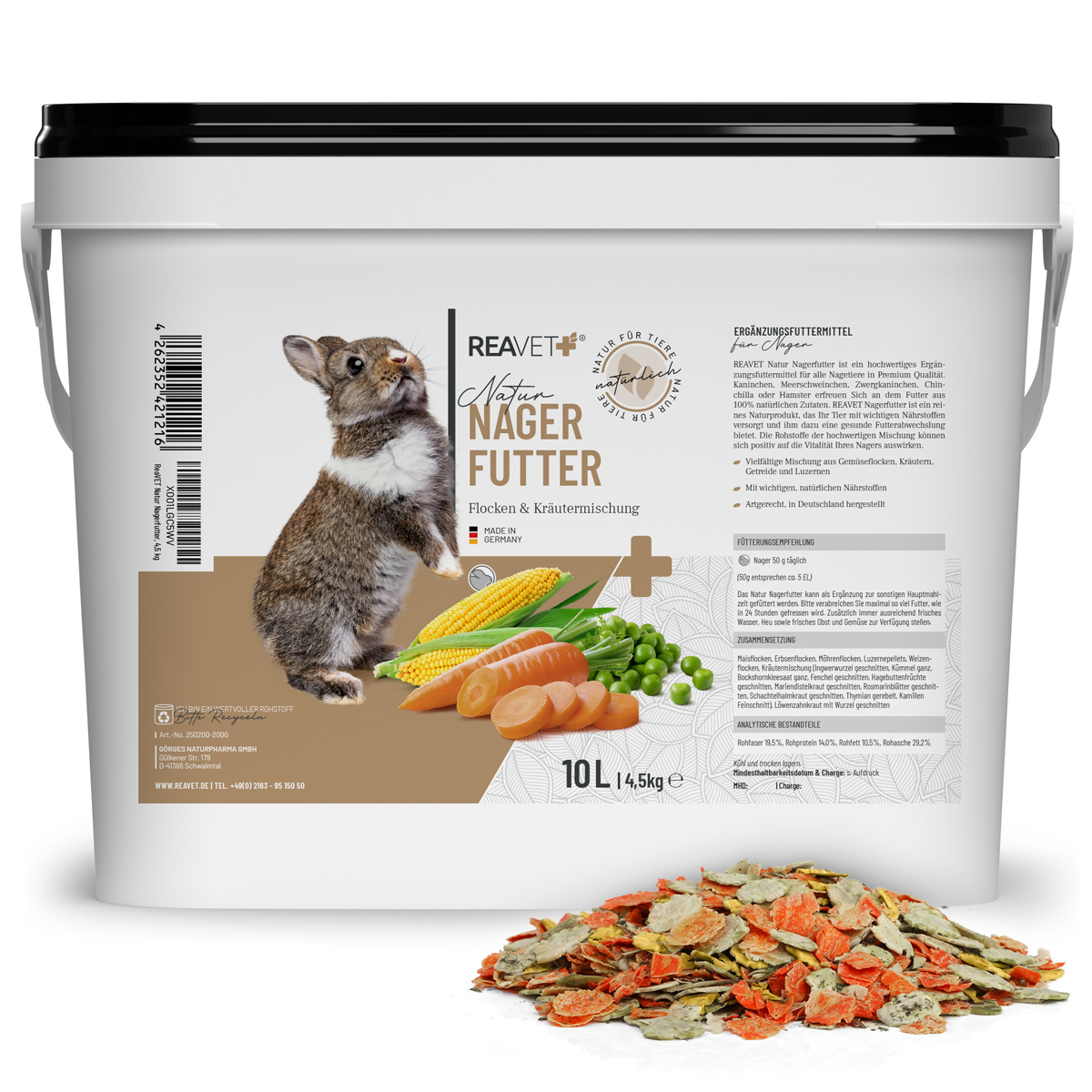 REAVET Ergänzungsfutter REAVET Natur Nagerfutter 10L