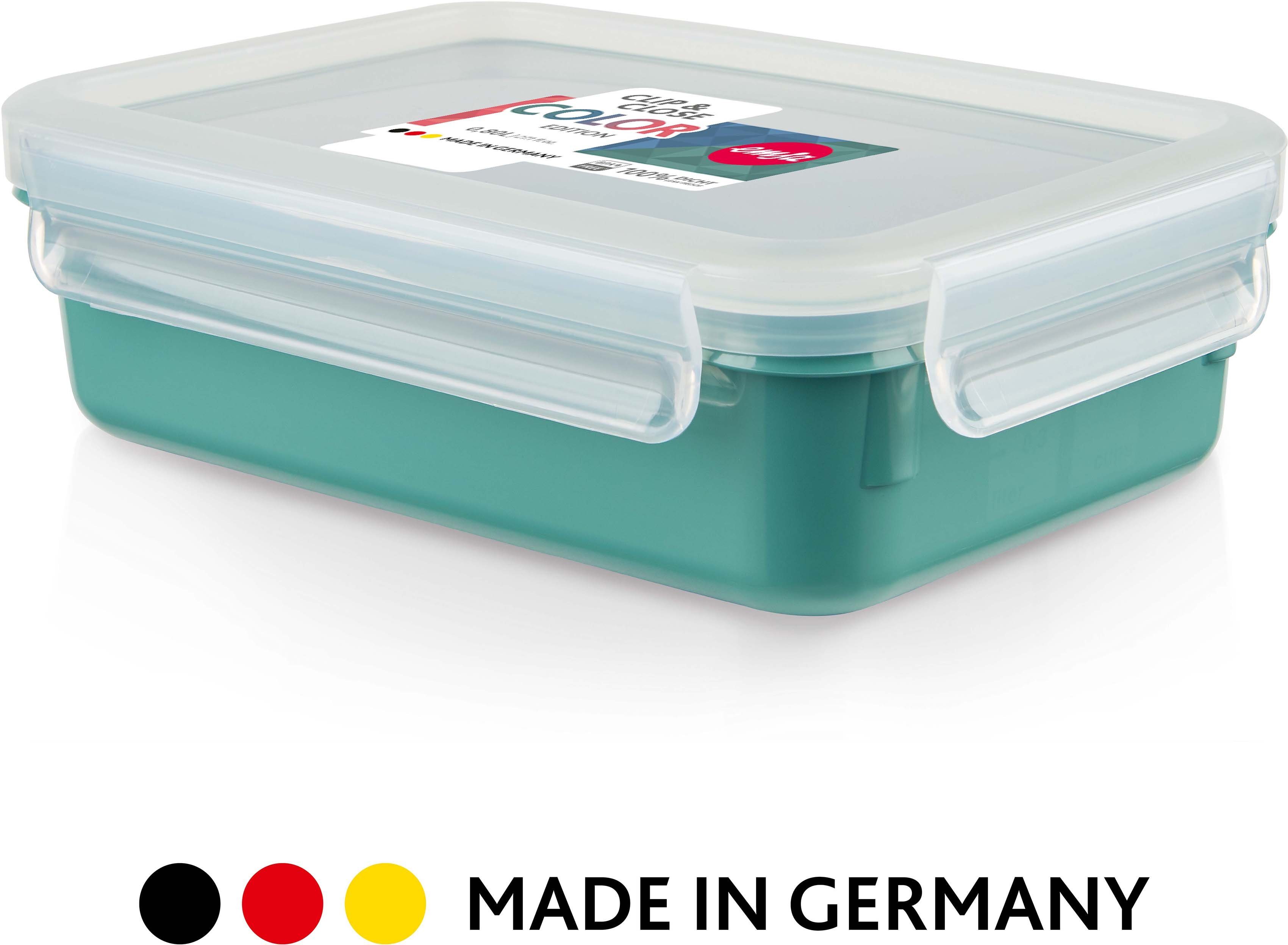 Emsa Frischhaltedose Clip & Close Color Edition, Kunststoff, (Set, 4-tlg), 0,2/0,55/0,8/2,2L, Kunststoff, auslaufsicher, hygienisch, innovativ