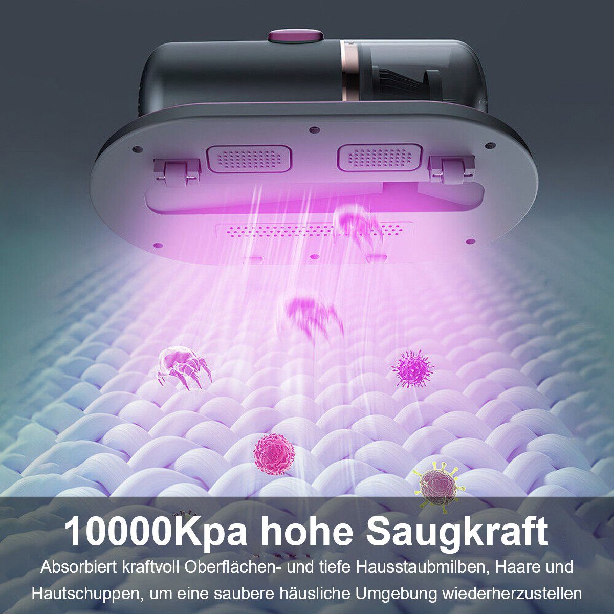götäzer Matratzenreinigungsgerät Haushaltsstaubsauger zur Entfernung kleiner Milben, Drahtloses Artefakt zur UV-Sterilisation und Milbenentfernung