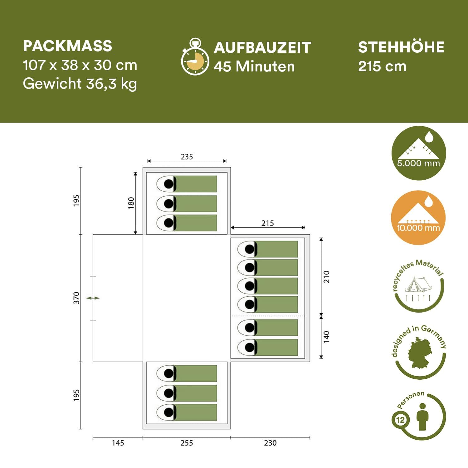 Skandika Nimbus 12 blaues Gruppenzelt