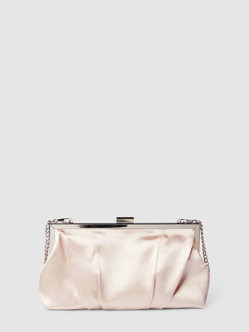 Clutch in Glanz-Optik mit Raffungen in metallic beige meliert