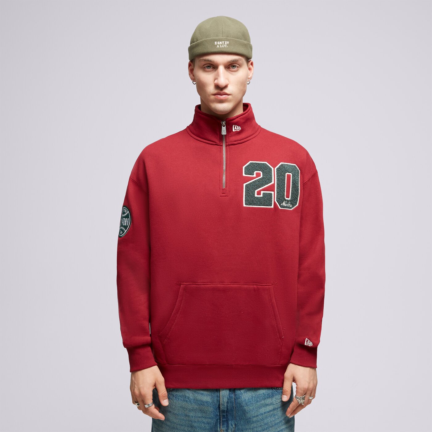 NEW ERA SWEATSHIRT MIT REIßVERSCHLUSS   NE QUARTER ZIP NONE Dunkelrot