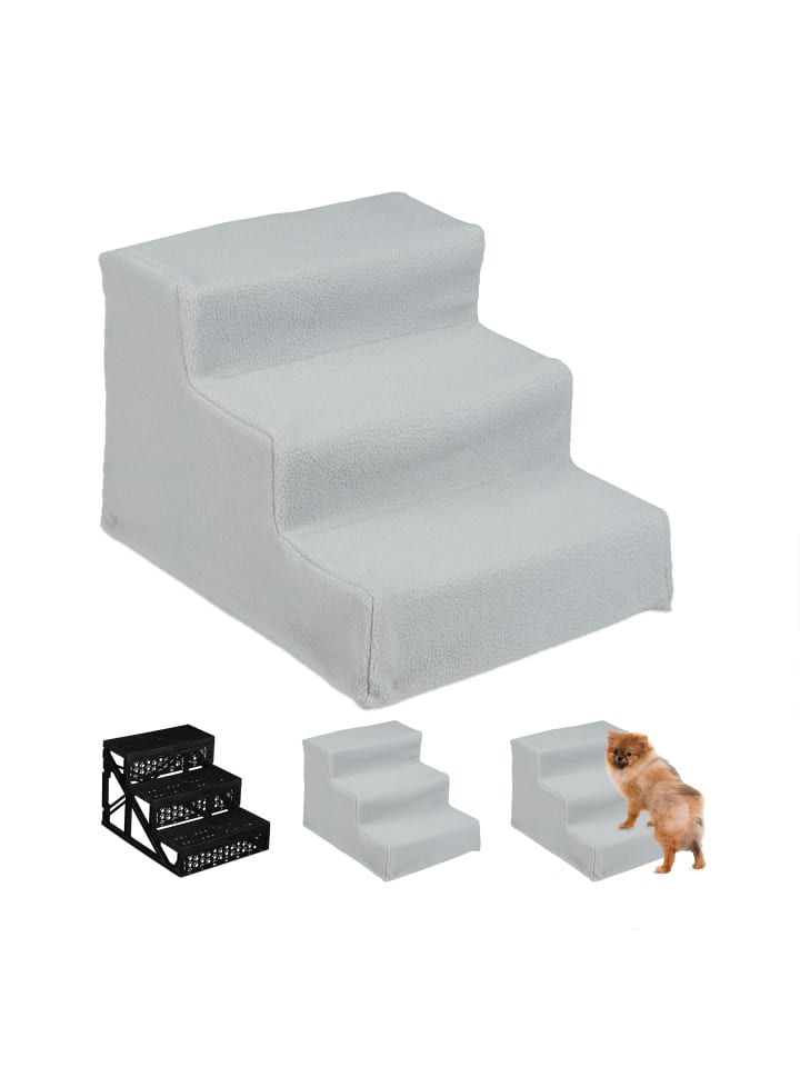 relaxdays Hundetreppe in Grau - (B)35x (H)30 x (T)45 cm günstig kaufen onesize