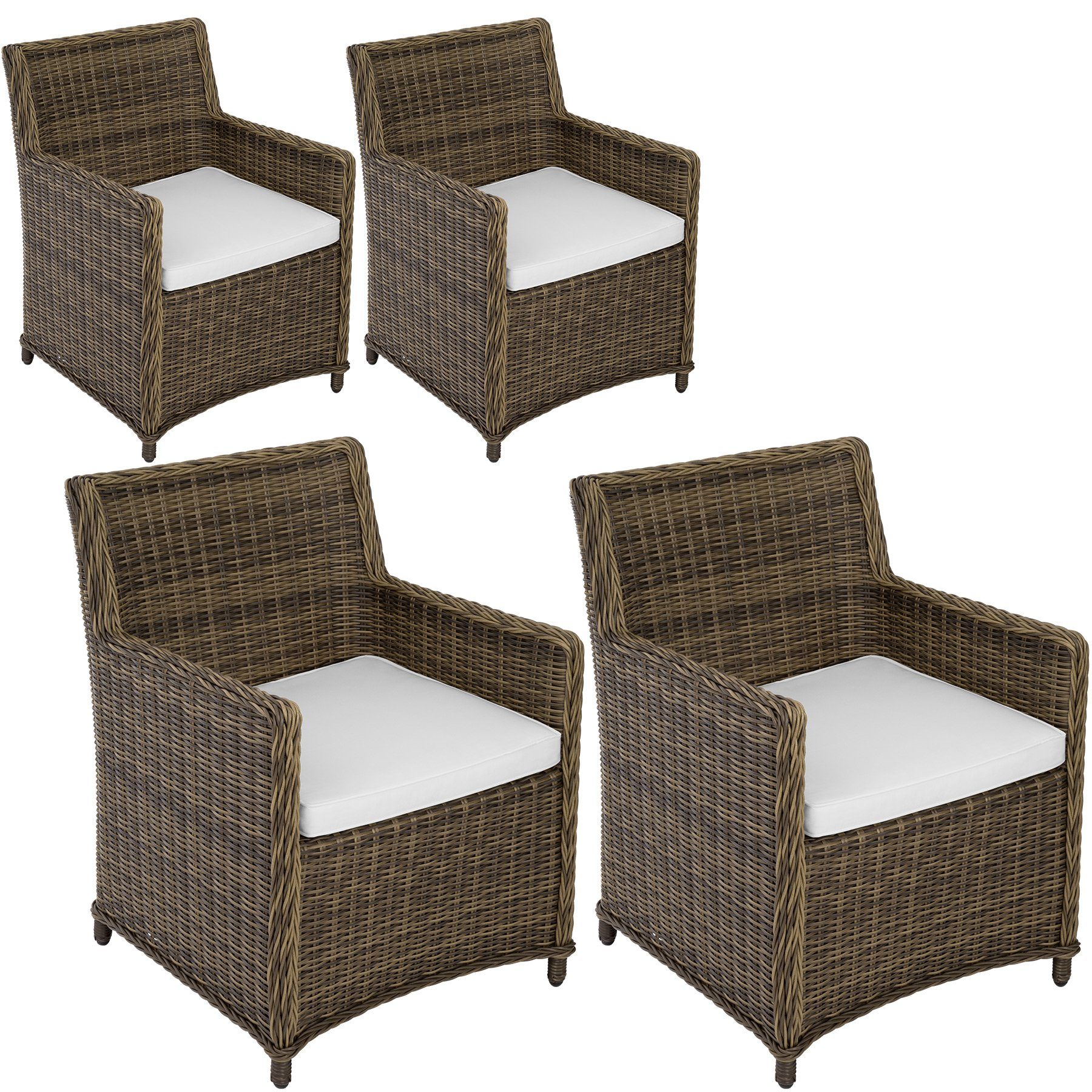 tectake Rattanstuhl Saint Tropez (4er, 4 St), Schmutzabweisend