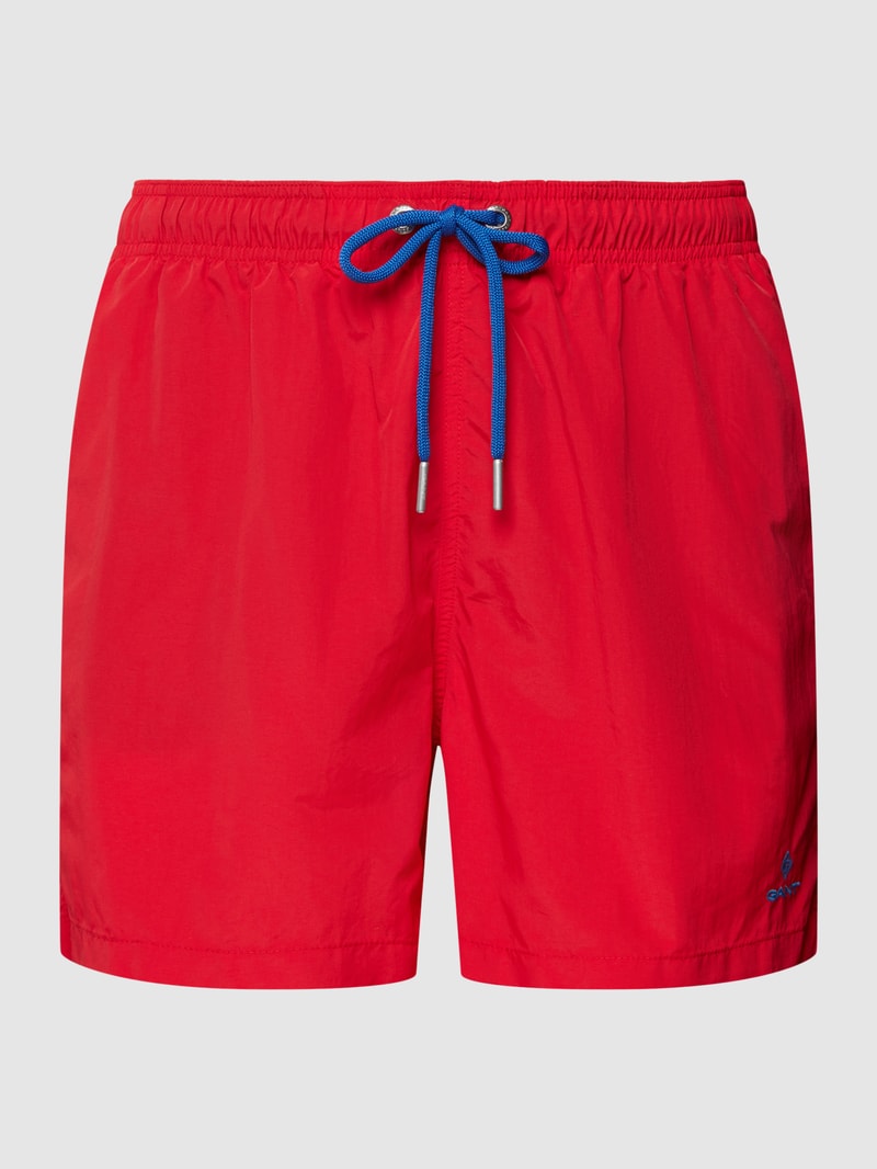 Badehose mit Label-Stitching in rot